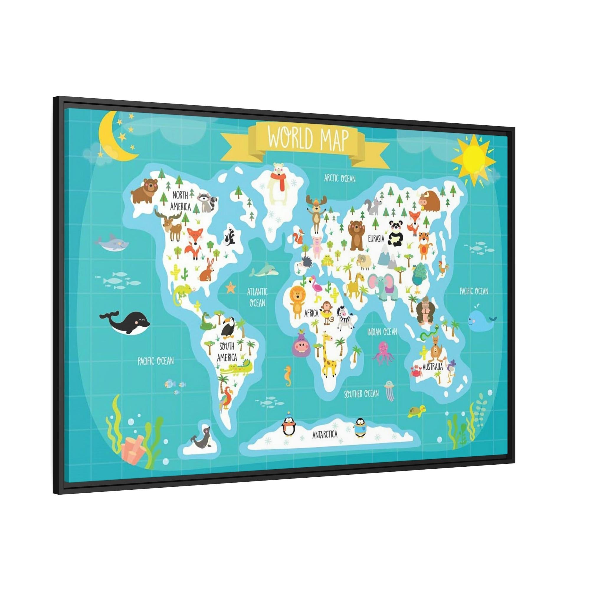 Kids Maps Map Adventure: Beautiful Wall Art on Natural Canvas for Kids