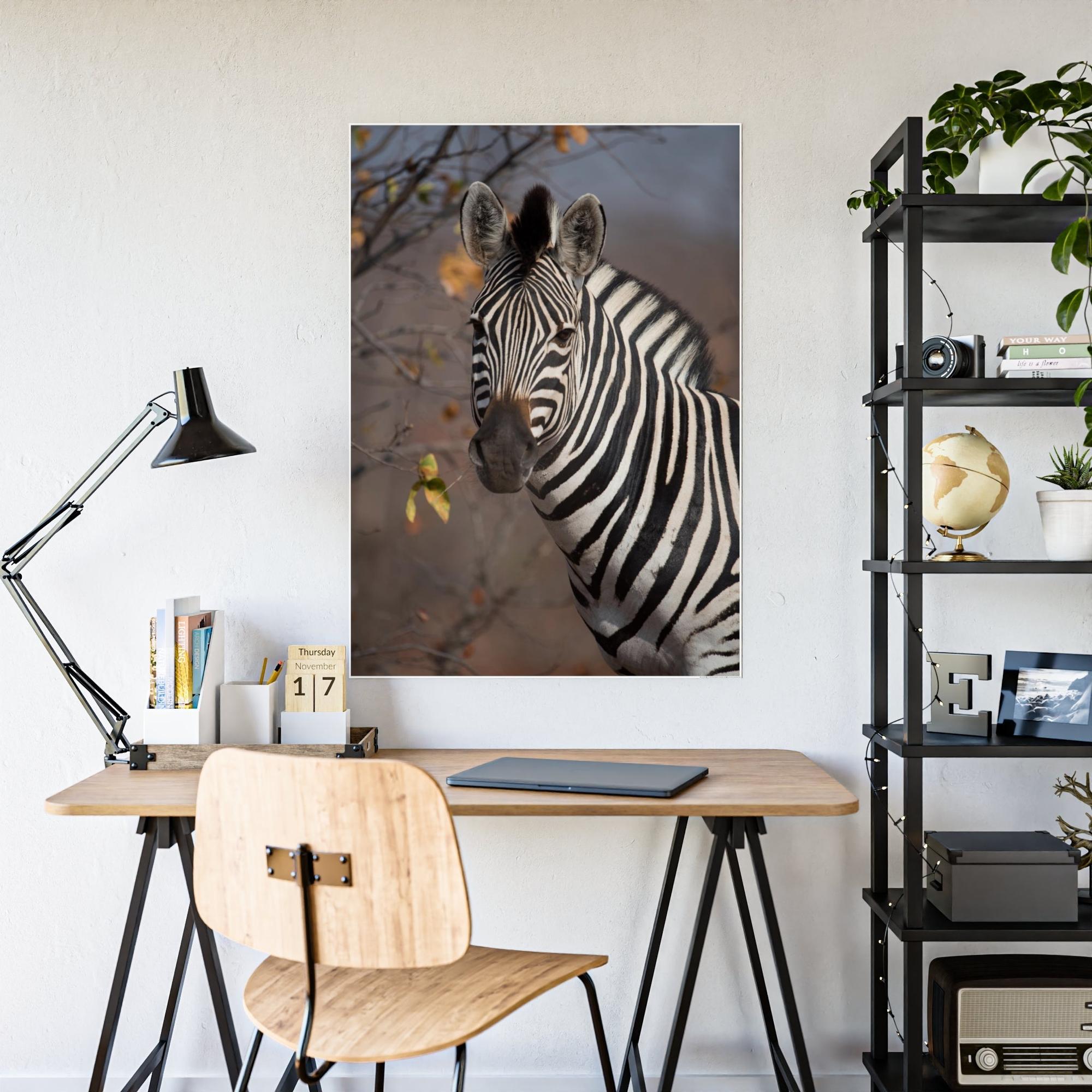 Zebras Zebra Stripes on the Horizon: Canvas Art Displaying a Beautiful Zebra in the Wild