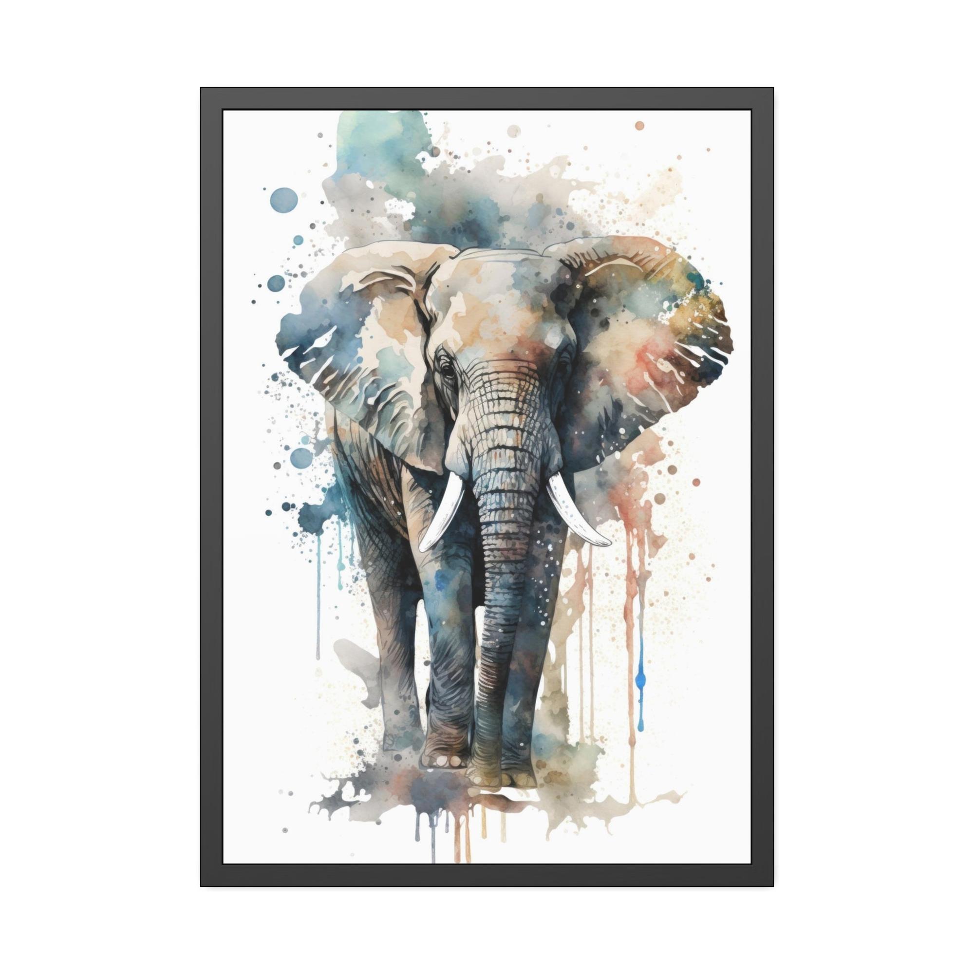 Elephants Elephant Serenity: Natural Canvas and Framed Poster