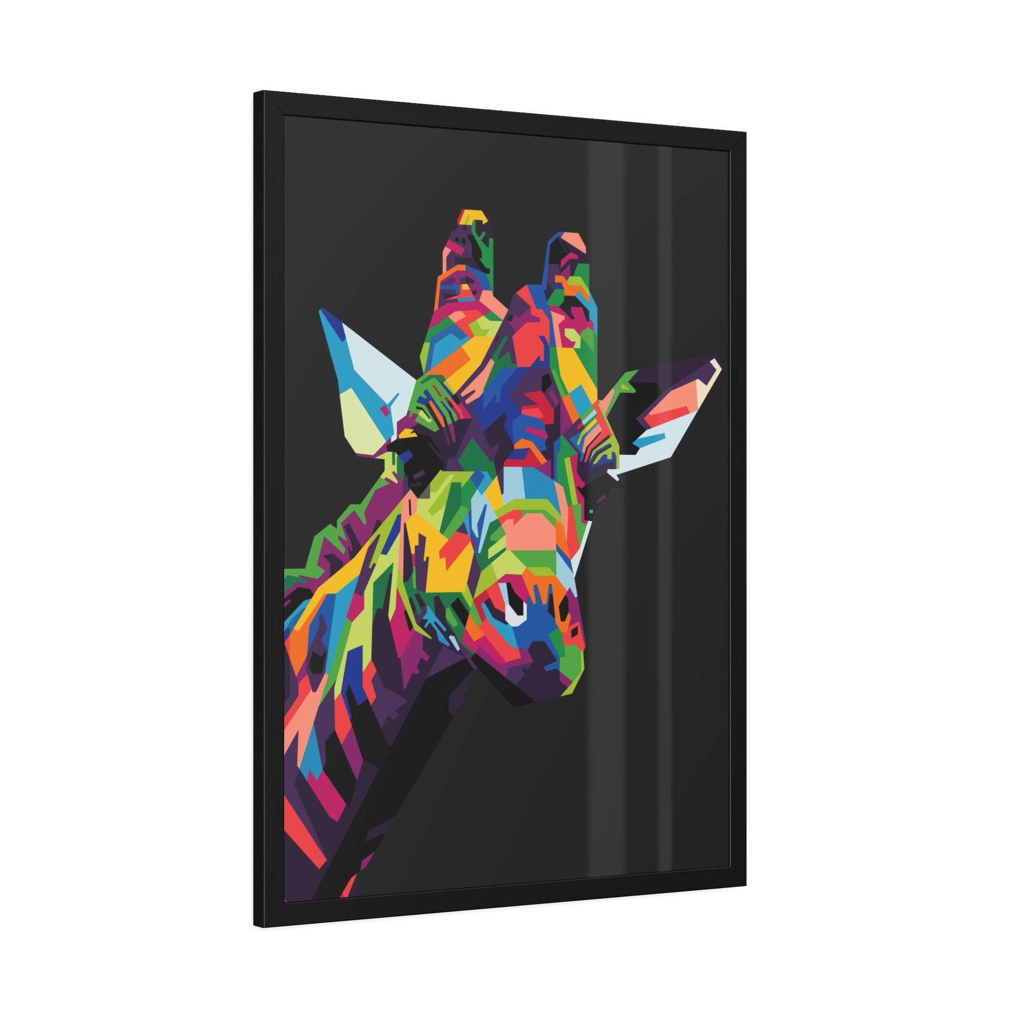 Giraffes Splash of Color: A Vividly Colored Artistic Print of a Giraffe on Canvas & Poster