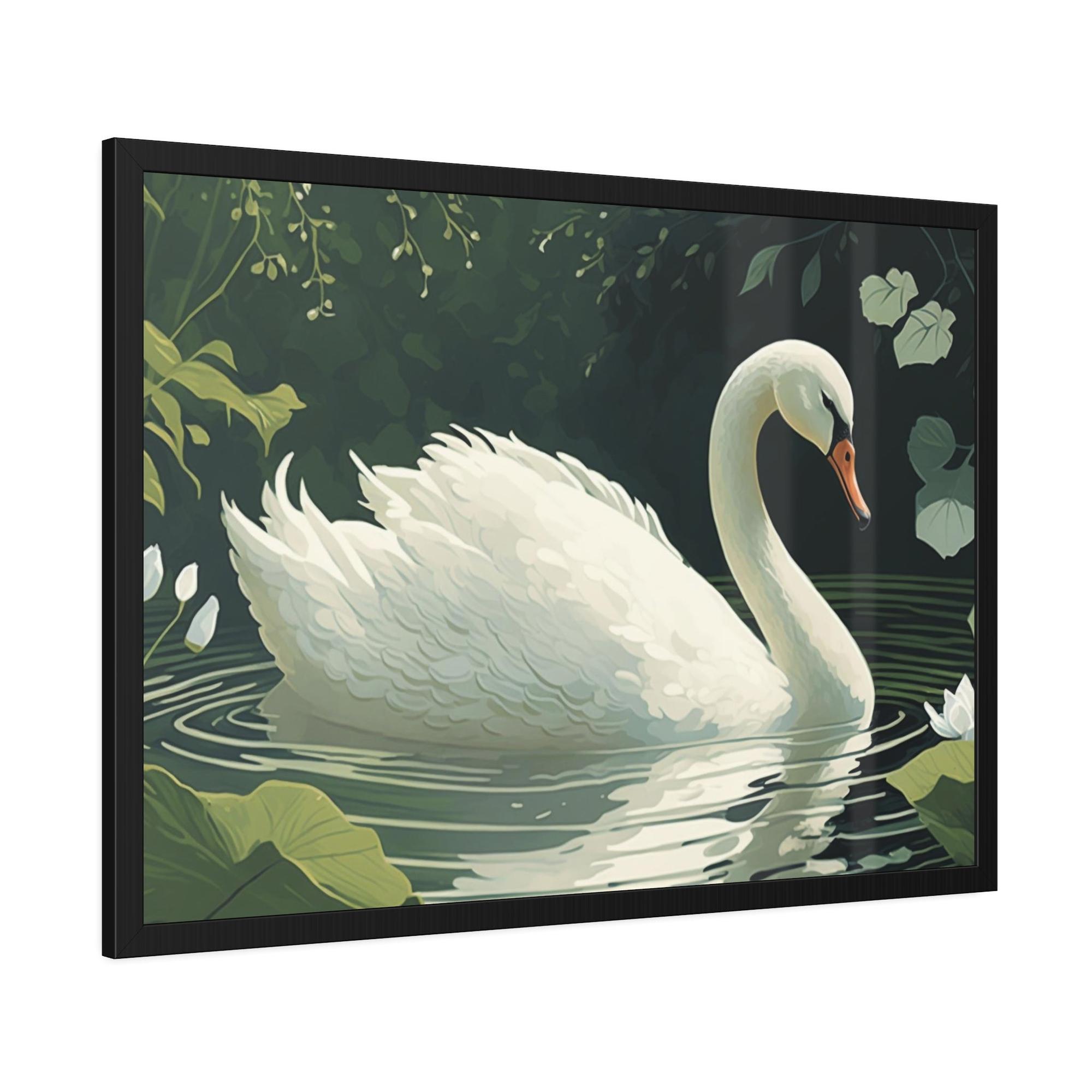 Swans Swan Lake Serenity: Natural Canvas Print of Beautiful Swan in Motion