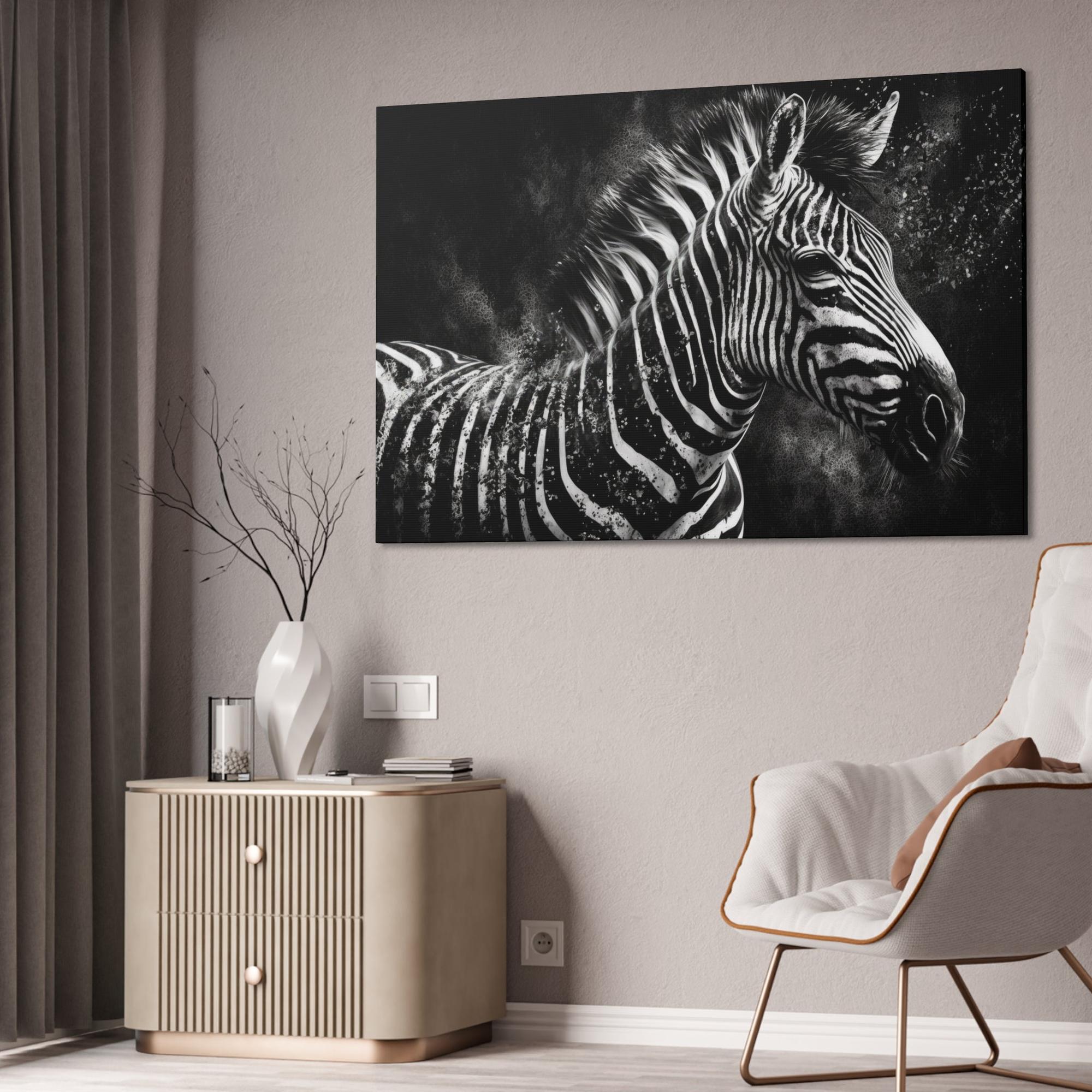 Zebras Black and White Elegance: Zebra Canvas & Poster Print Wall Art