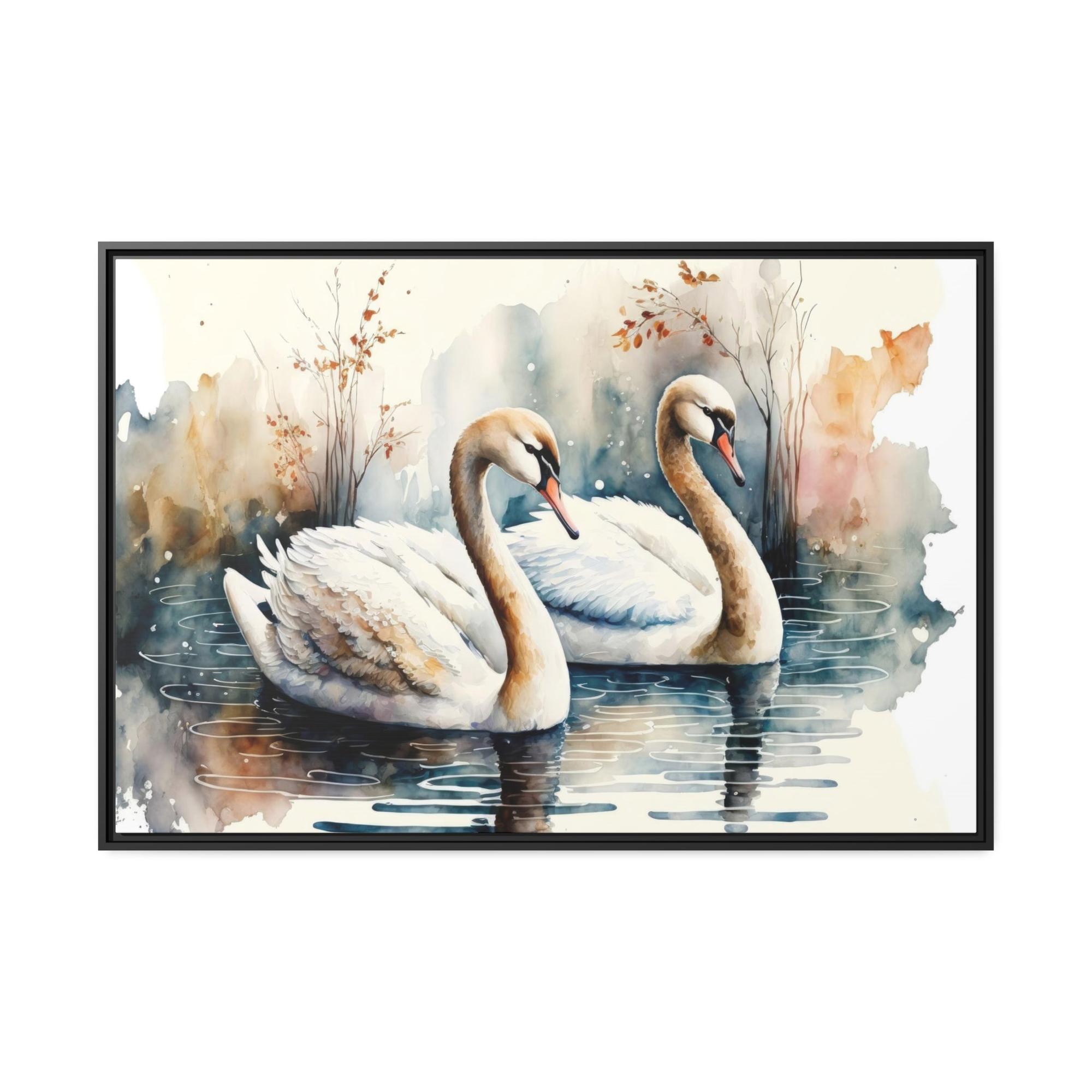Swans Gentle Giants: Framed Poster and Print on Canvas Featuring Majestic Swans