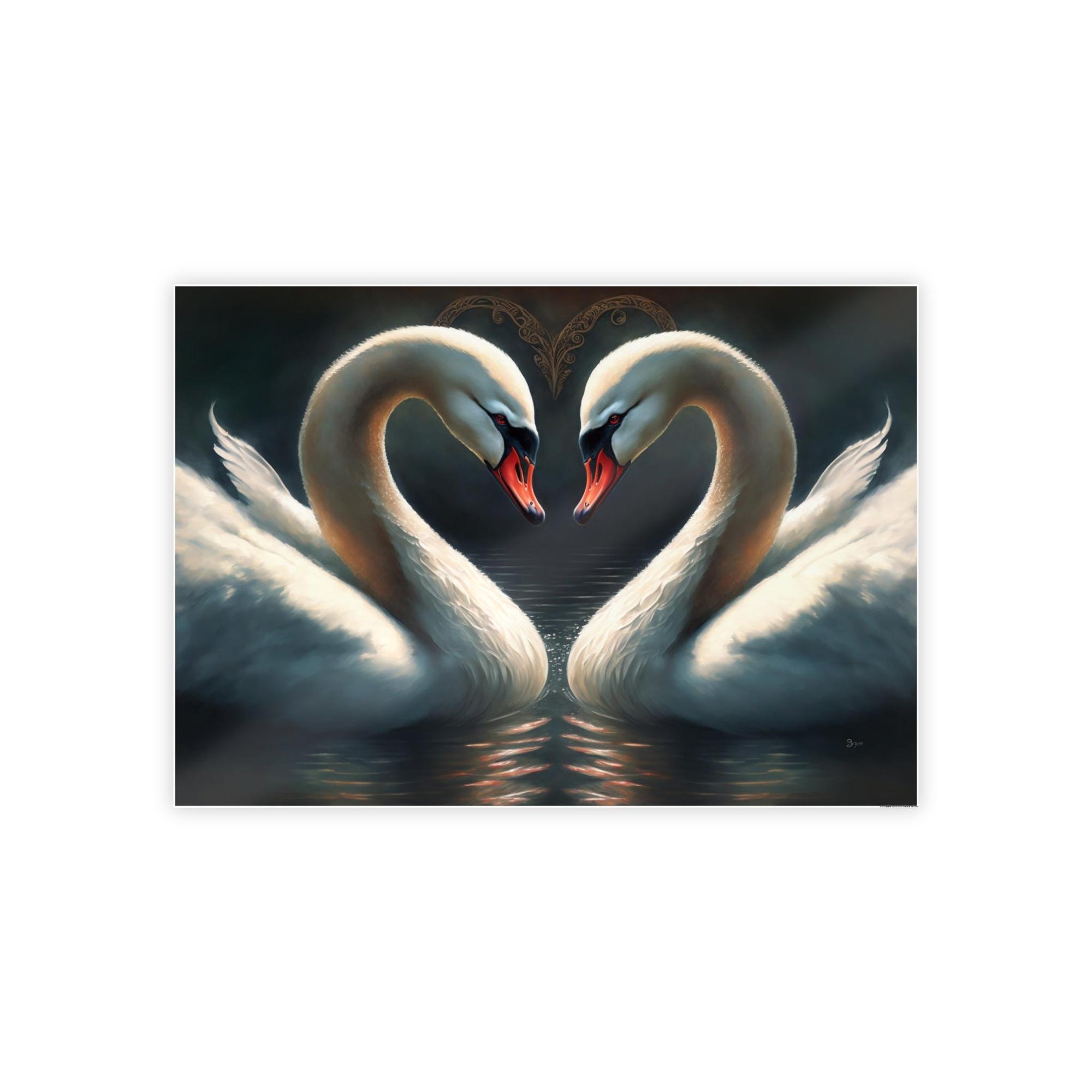 Swans Natural Canvas & Poster Print of Swans in a Calm Setting