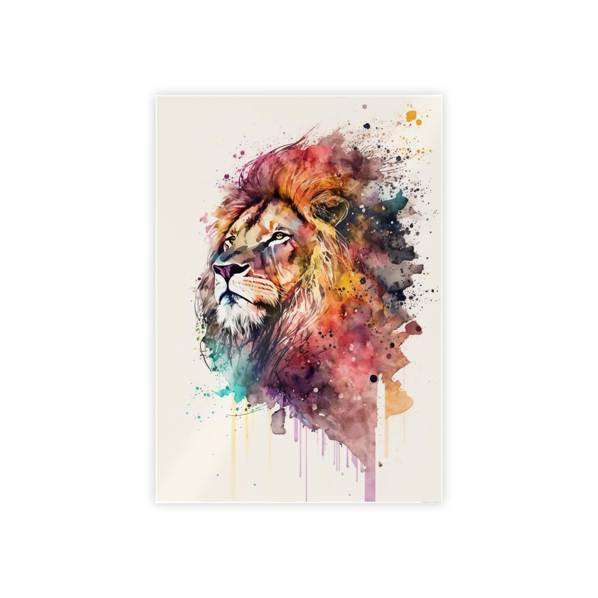 Lions The King's Portrait: Artistic Print on Framed Canvas of a Regal Lion