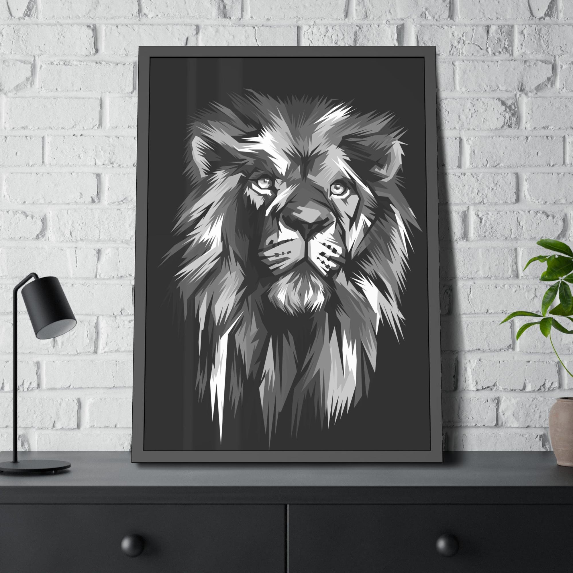 Lions The Lion's Crown: Framed Poster of the King of the Jungle