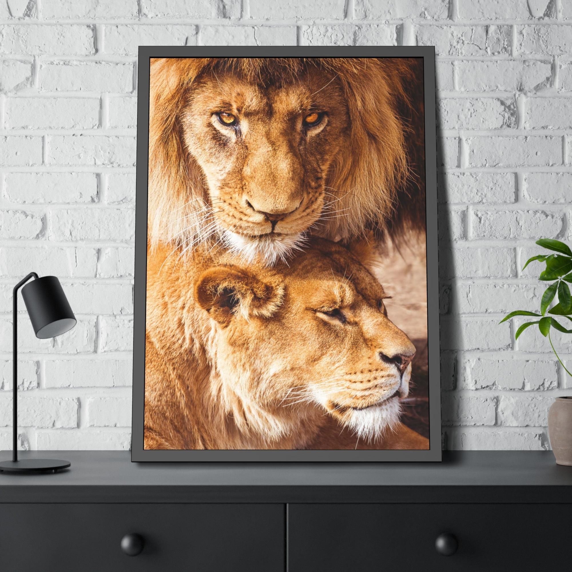 Lions African Royalty: Wall Art of a Magnificent Lion on Natural Canvas
