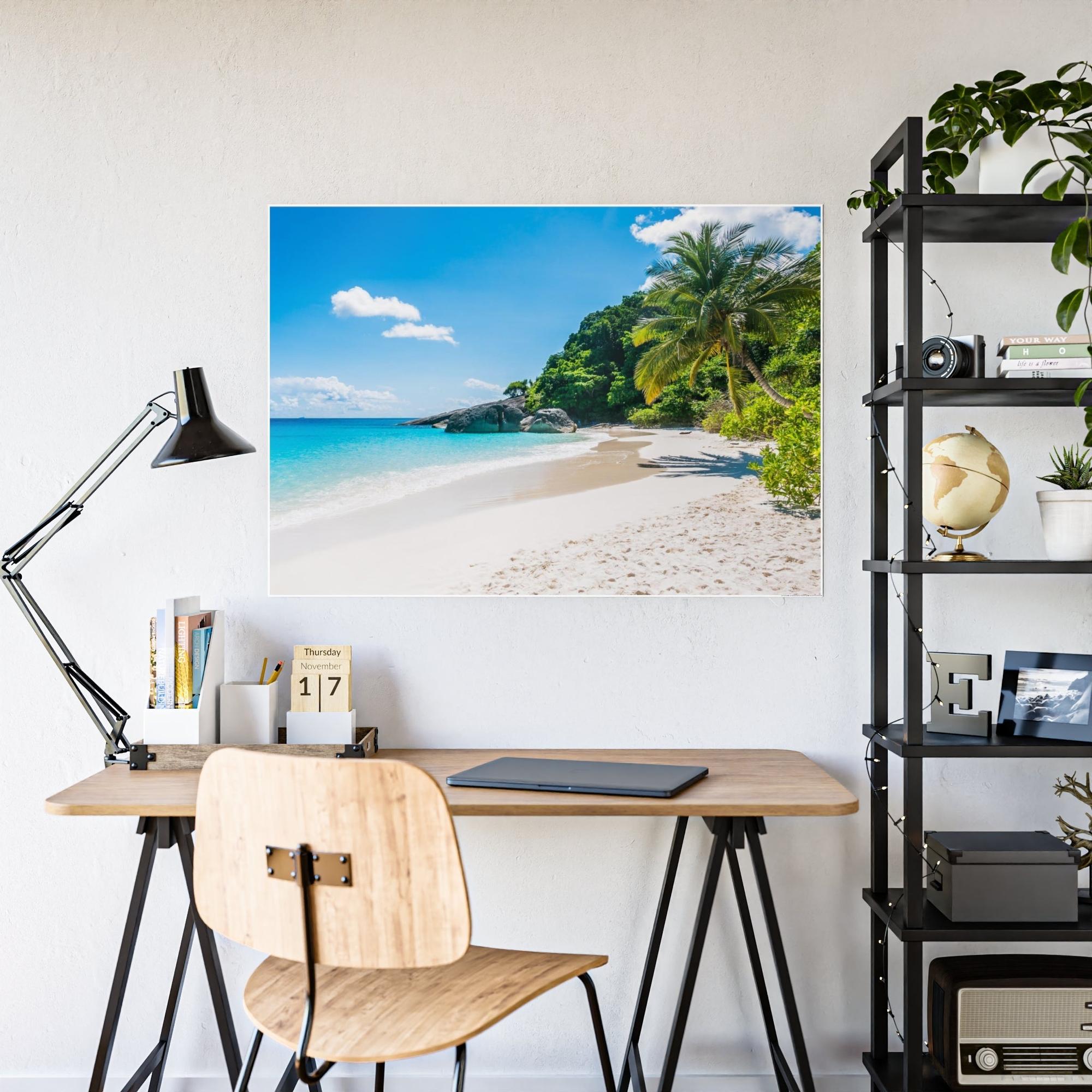undefined Seaside Solitude: Wall Art of a Quiet Beach on a Natural Canvas