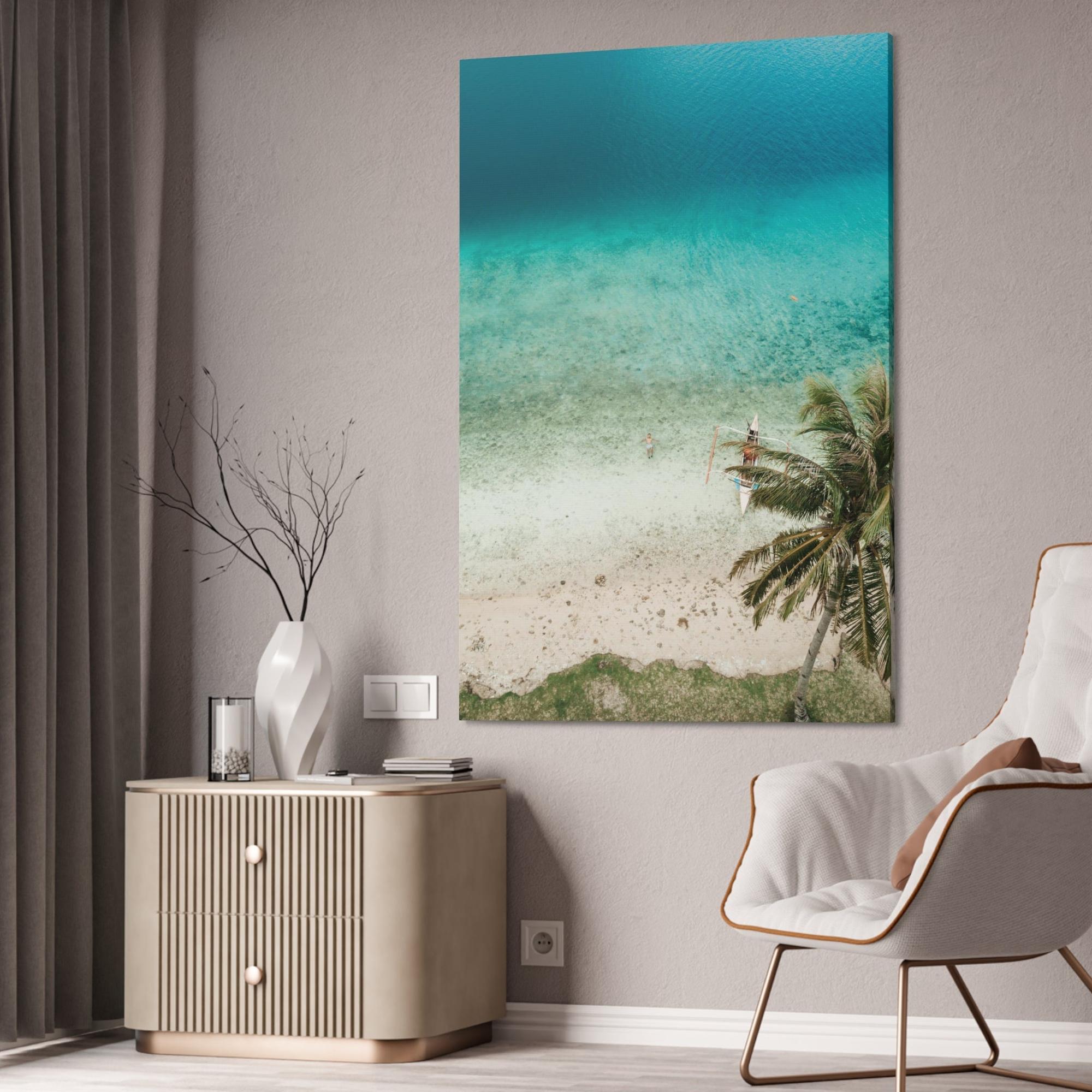 Island Beach Ocean Paradise: Framed Poster of a Serene Island Beach Scene