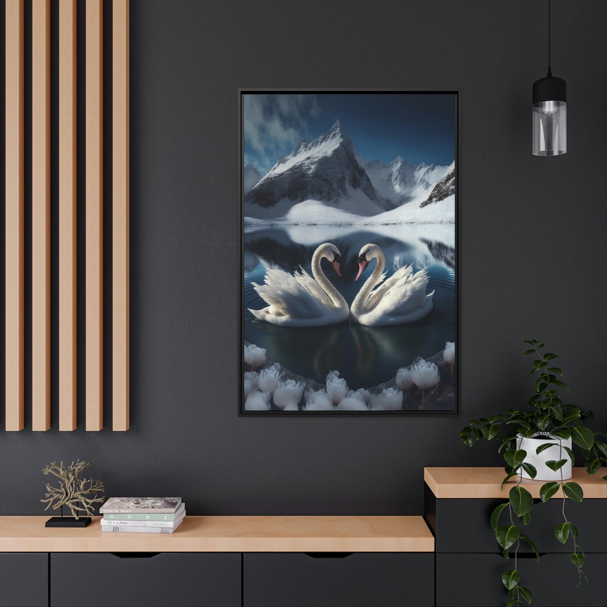 undefined Swan Lake Symphony: Natural Canvas Print of Swans in a Scenic Lake