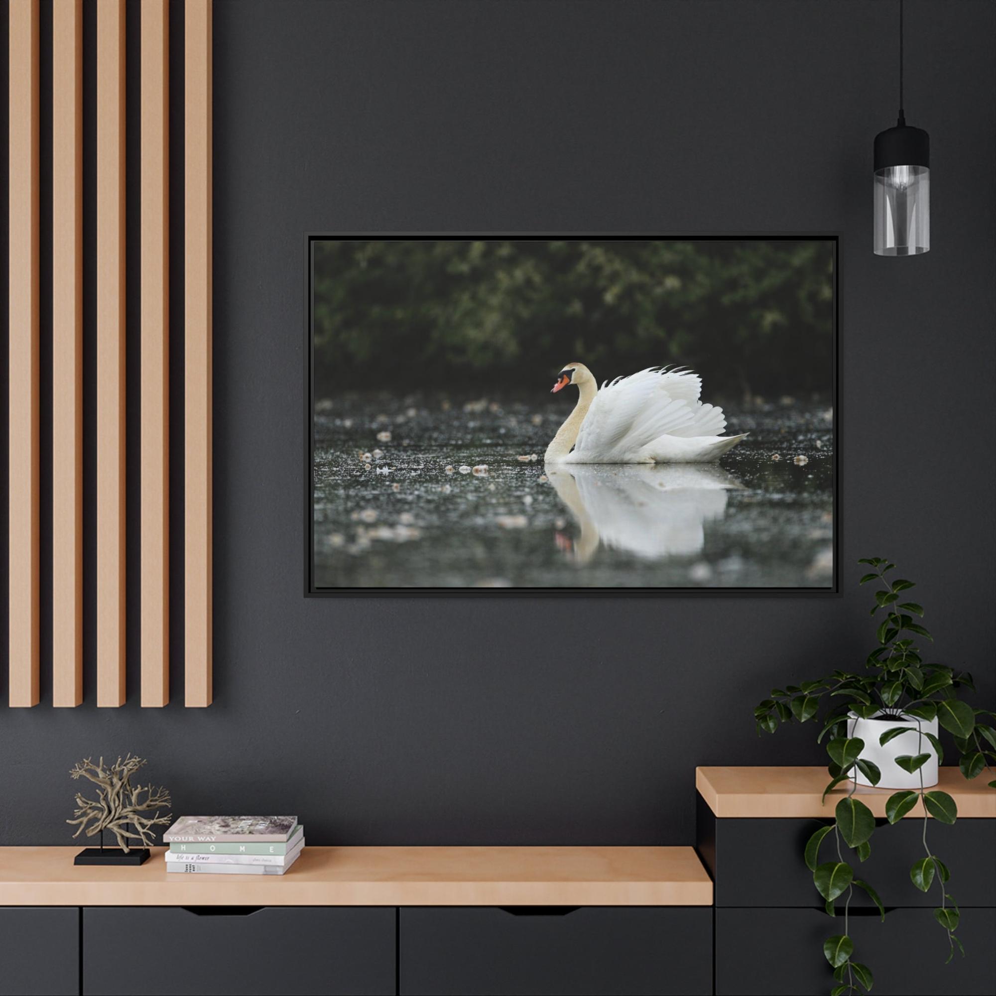 Swans Swan Lake Dreams: Natural Canvas Print of Beautiful Swan in a Dreamy Landscape