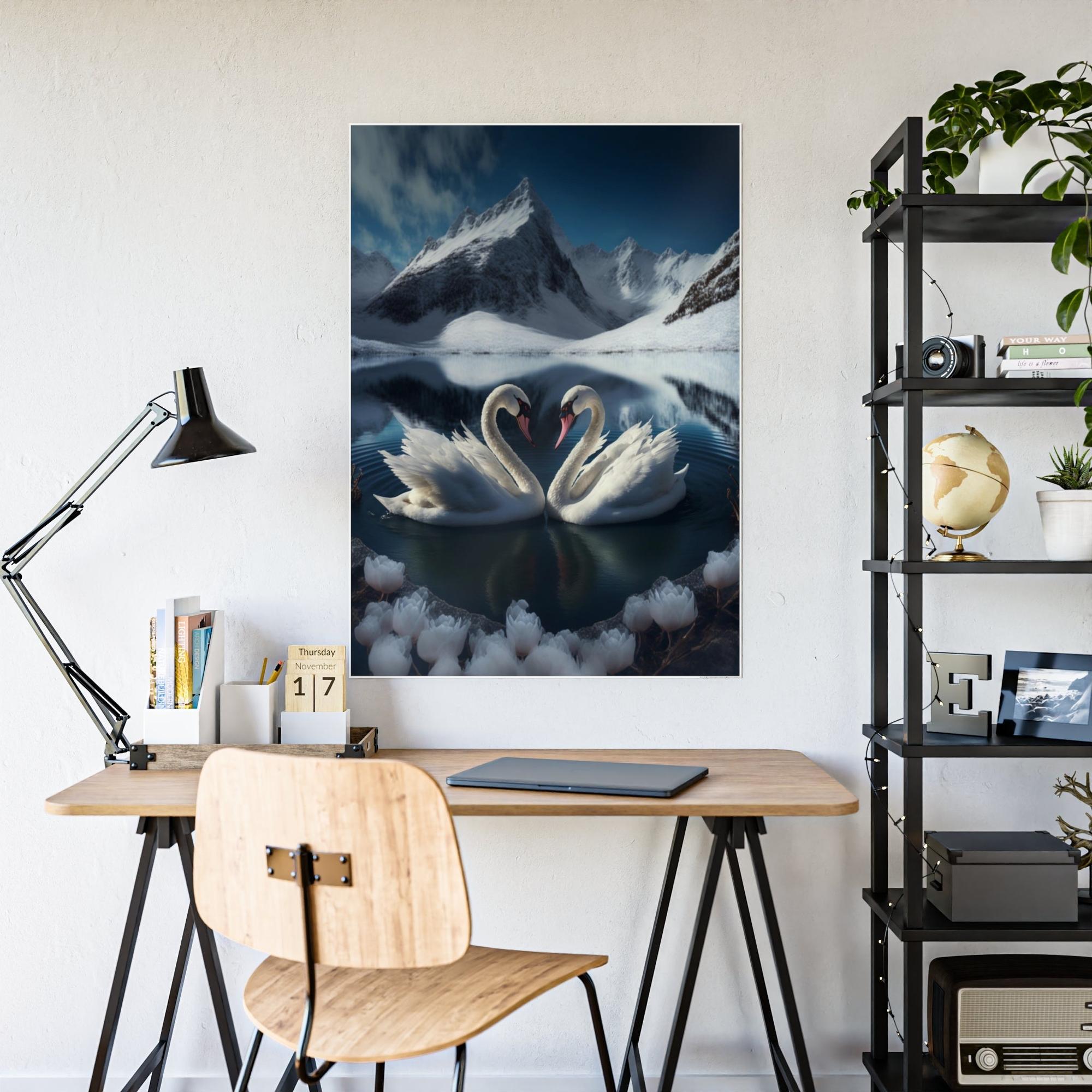 Swans Swan Lake Symphony: Natural Canvas Print of Swans in a Scenic Lake