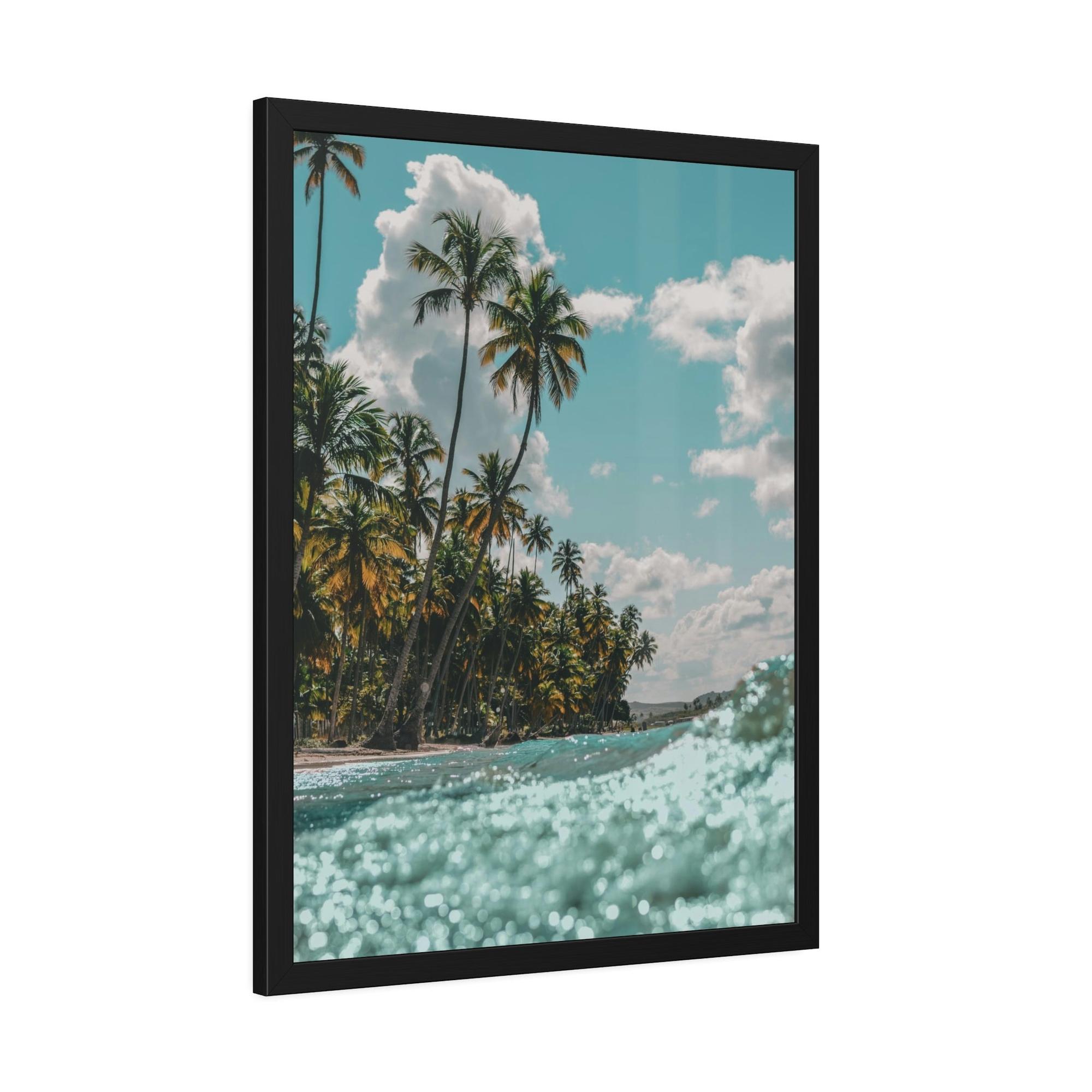 Beaches Tropical Retreat: Stunning Poster of a Sandy Beach with Palm Trees