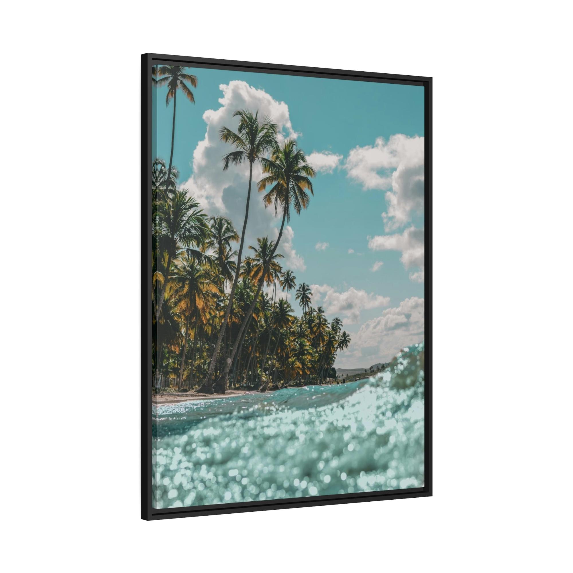 Beaches Tropical Retreat: Stunning Poster of a Sandy Beach with Palm Trees