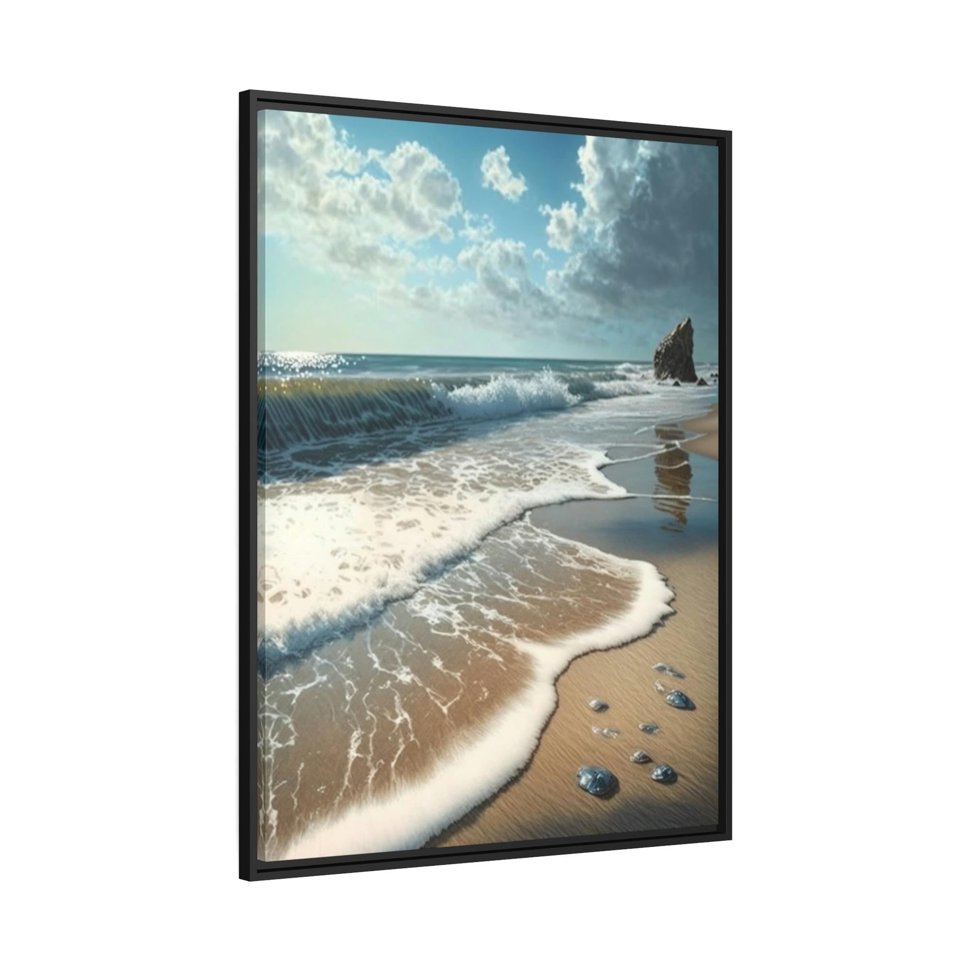 Beaches Seaside Escape: Artistic Framed Canvas & Poster Print of a Quiet Beach