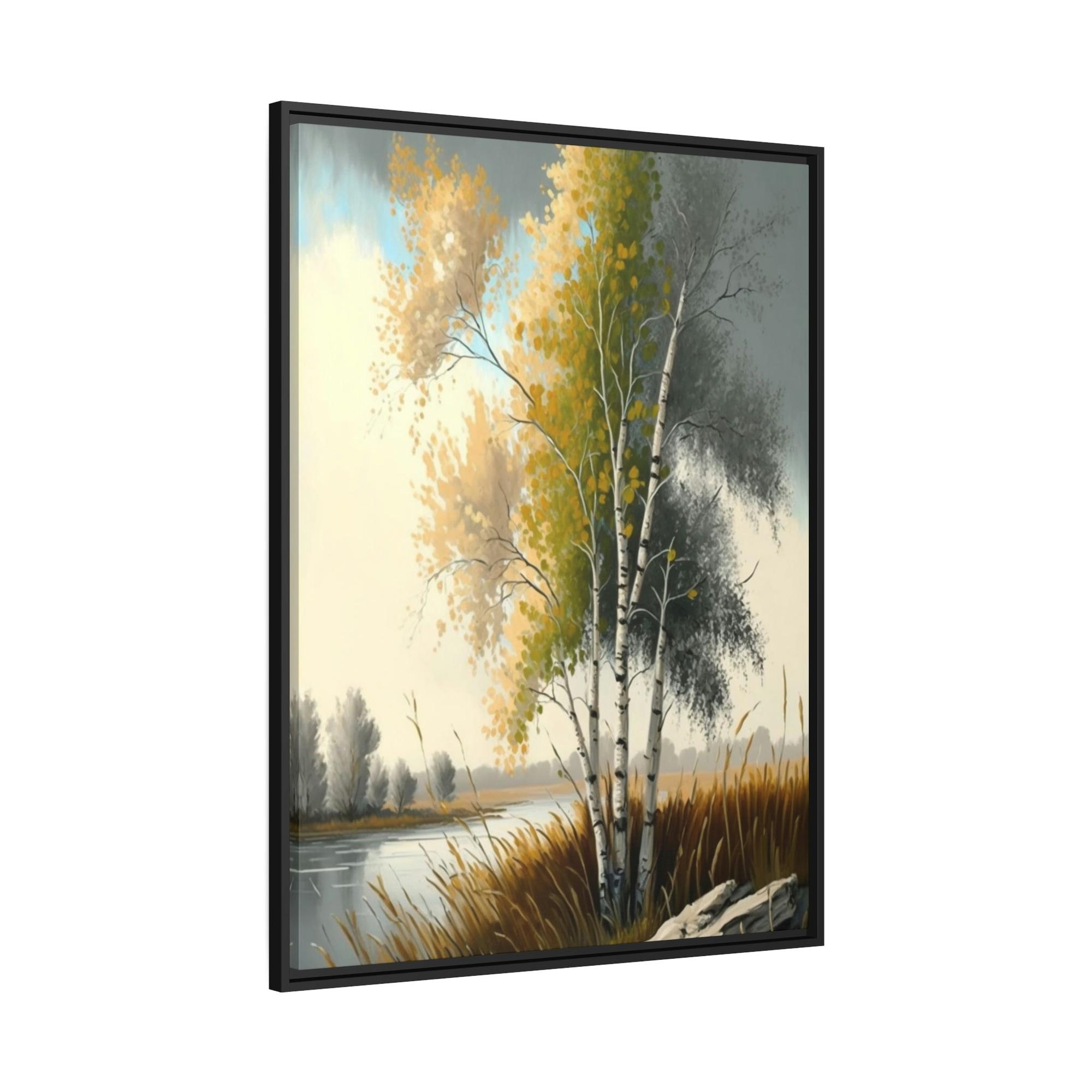 Birch Trees Autumn's Splendor: Poster & Canvas of Birch Trees with Colorful Leaves