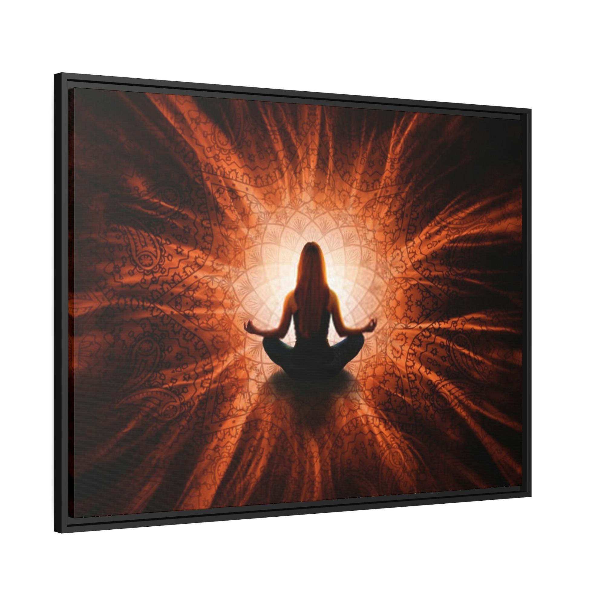 Meditation Spirituality in Art: Canvas Print of Meditative Pose with Abstract Background