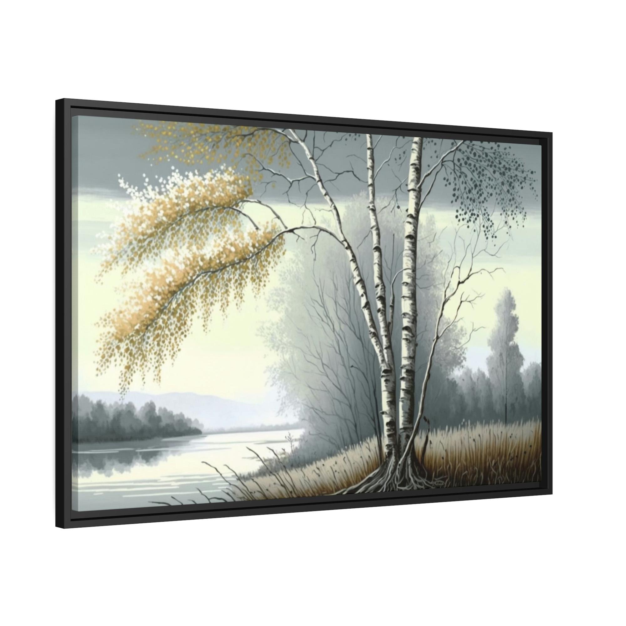 Birch Trees Whispering Woods: Rustic Framed Canvas & Poster Print of a Birch Tree Forest