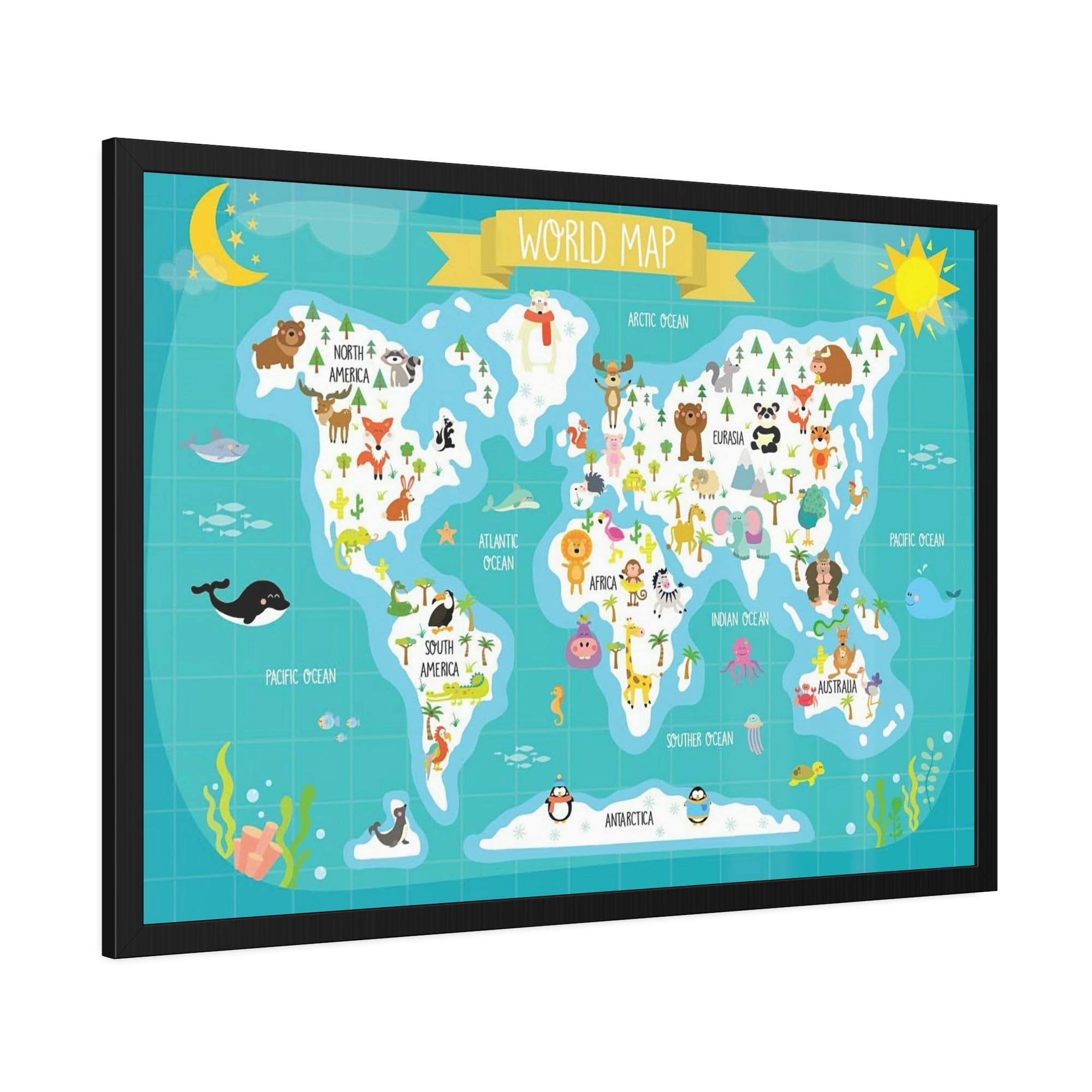 Kids Maps Map Adventure: Beautiful Wall Art on Natural Canvas for Kids
