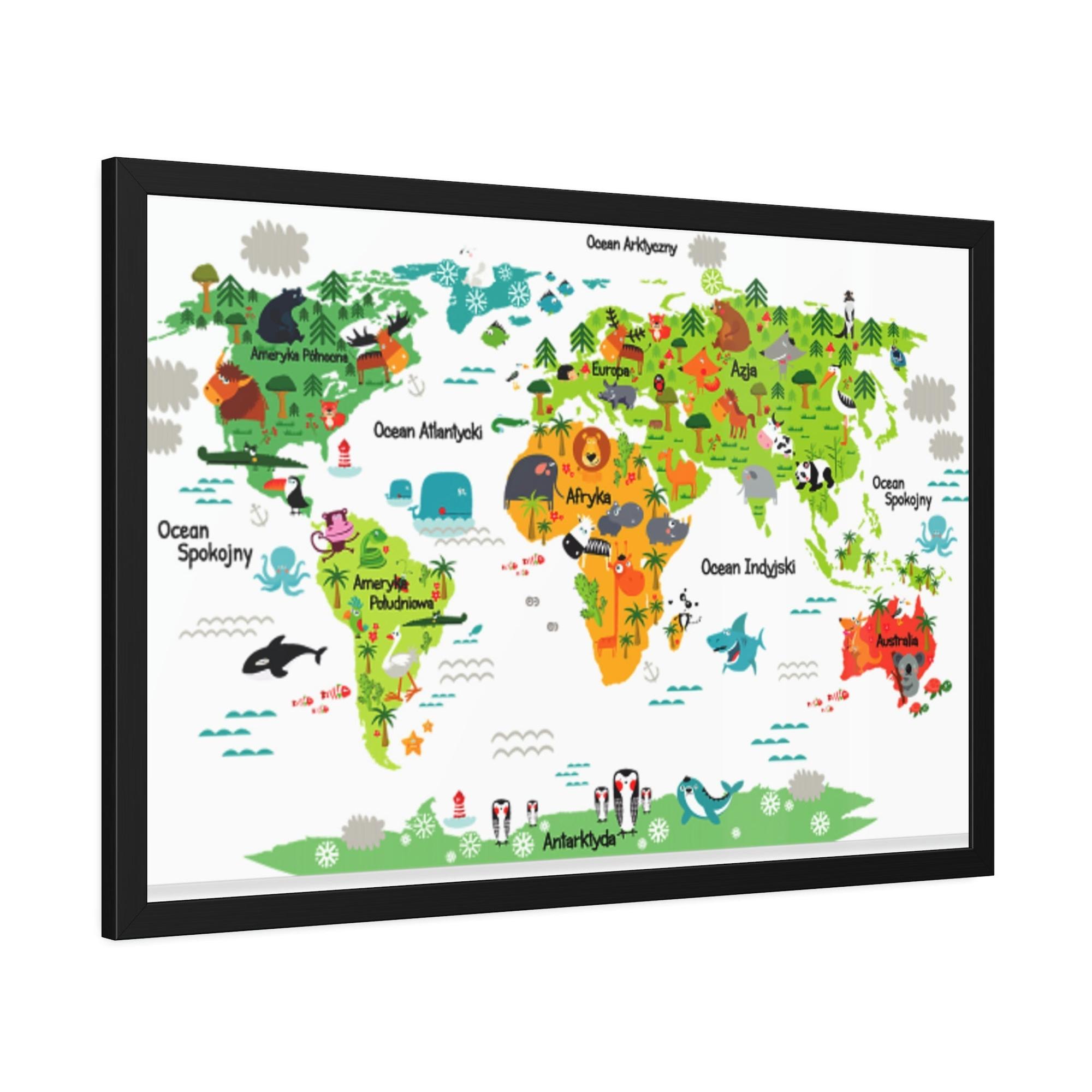 Kids Maps Map of the World: Lovely Wall Art Print on Canvas for Kids