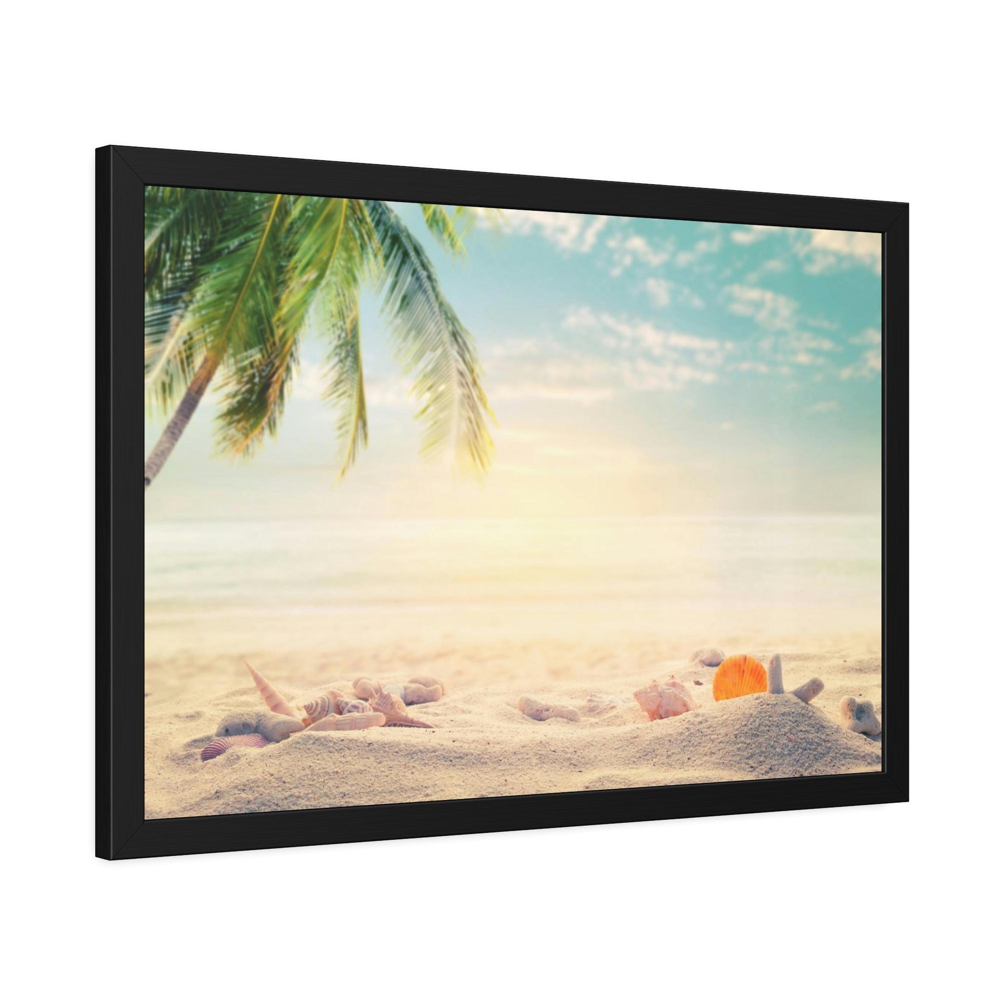 Beaches Seascape Tranquility: Coastal Framed Poster & Canvas of a Calm Beach View