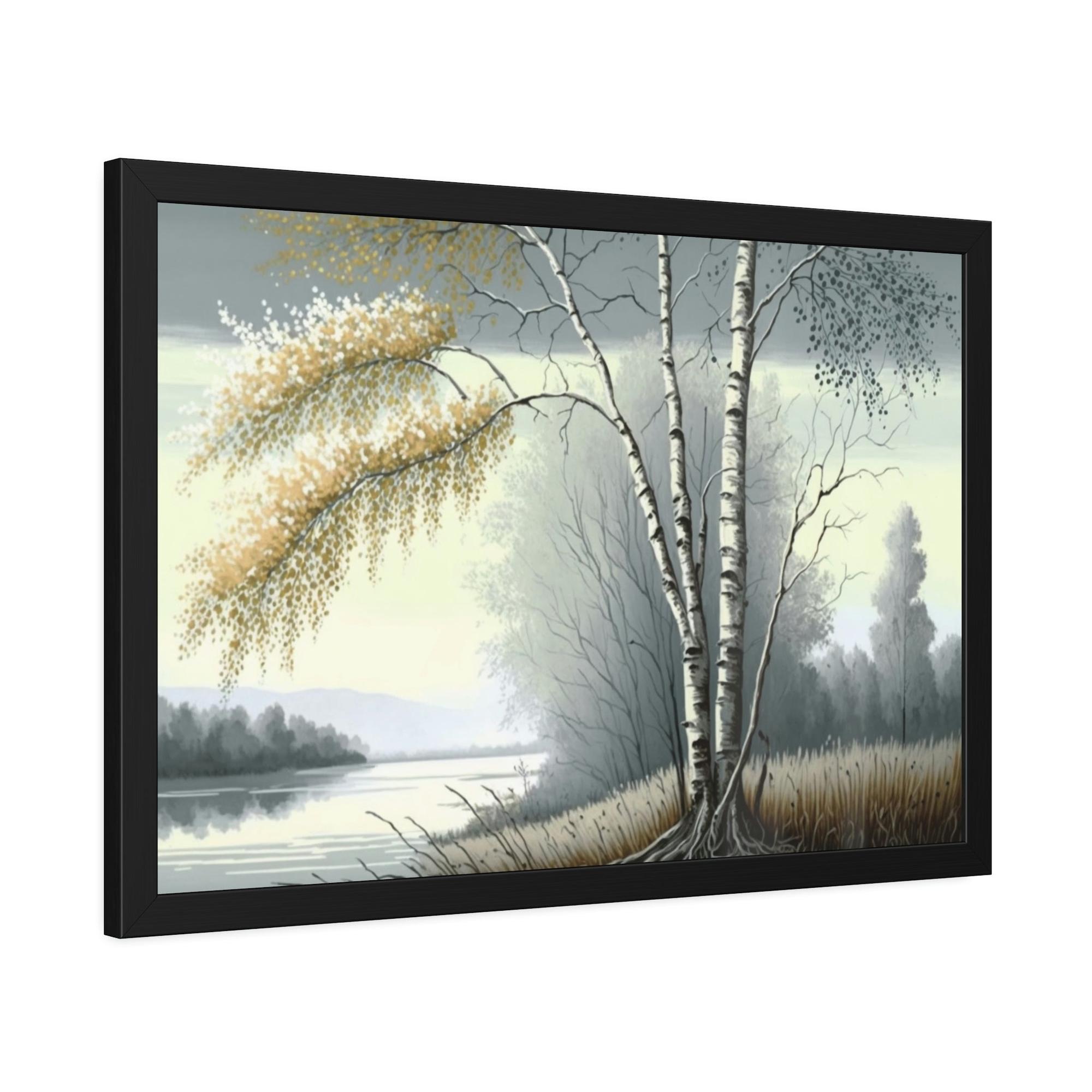 Birch Trees Whispering Woods: Rustic Framed Canvas & Poster Print of a Birch Tree Forest