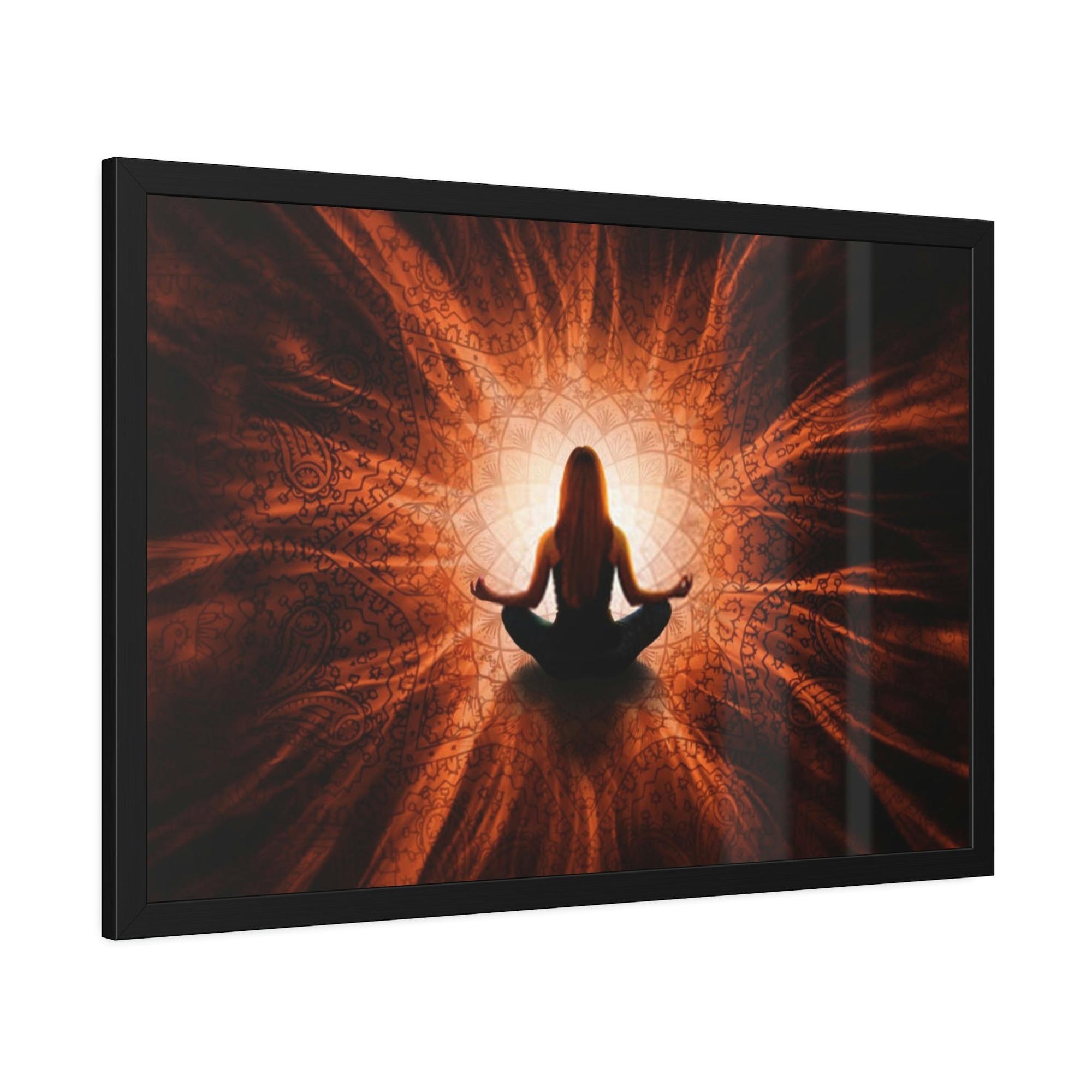 Meditation Spirituality in Art: Canvas Print of Meditative Pose with Abstract Background