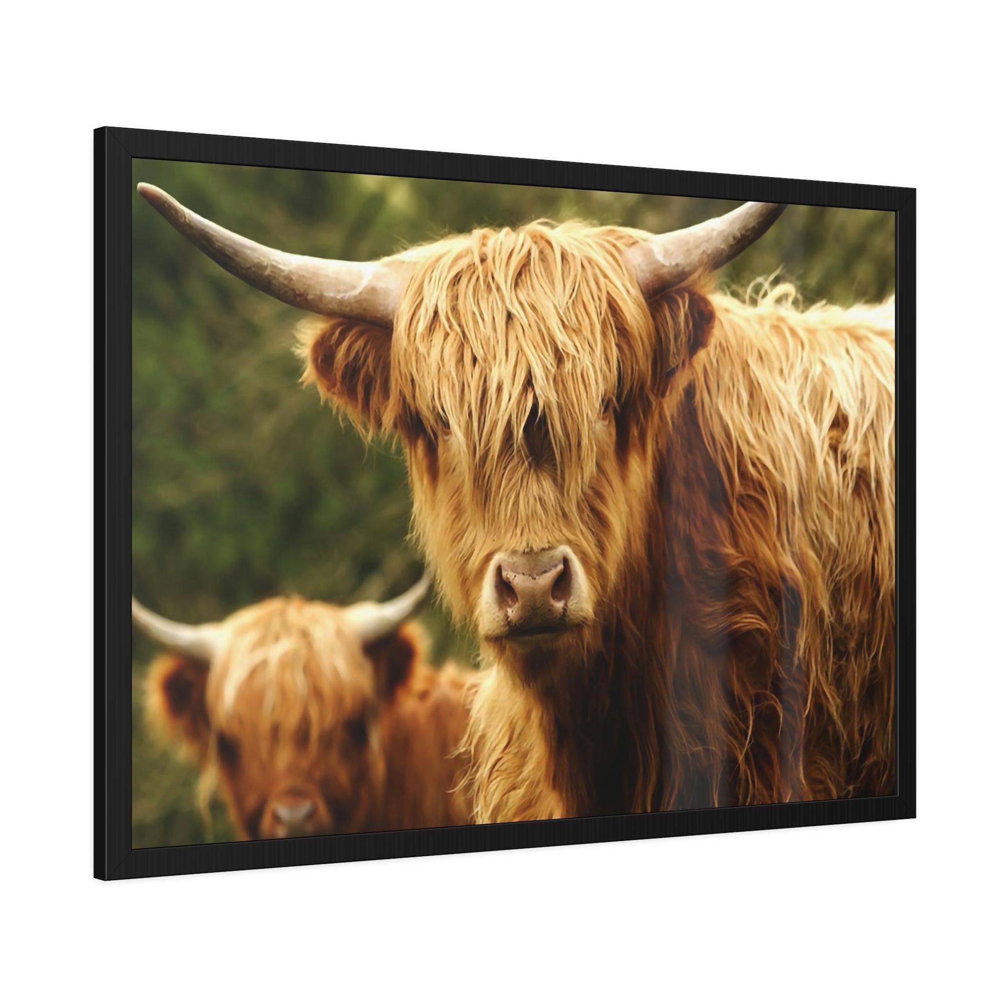 Highland Cow Highland Cow Family Grazing: Poster & Framed Wall Art