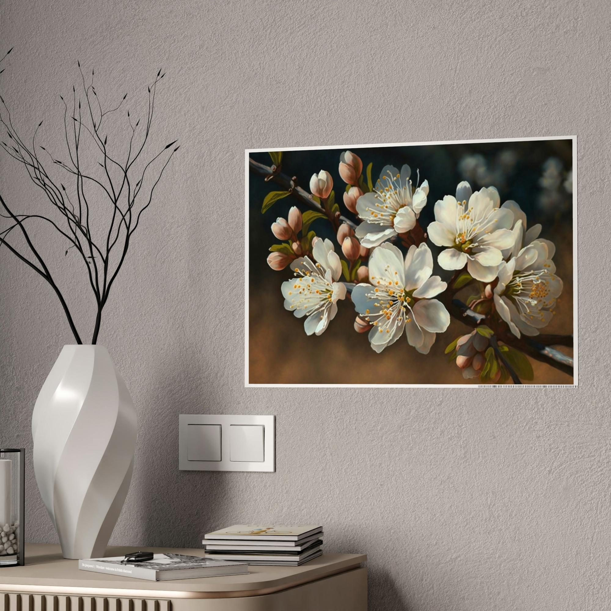 Almond Blossoms Blossoming Almonds: Natural Canvas & Poster Art Print of Springtime Flowers