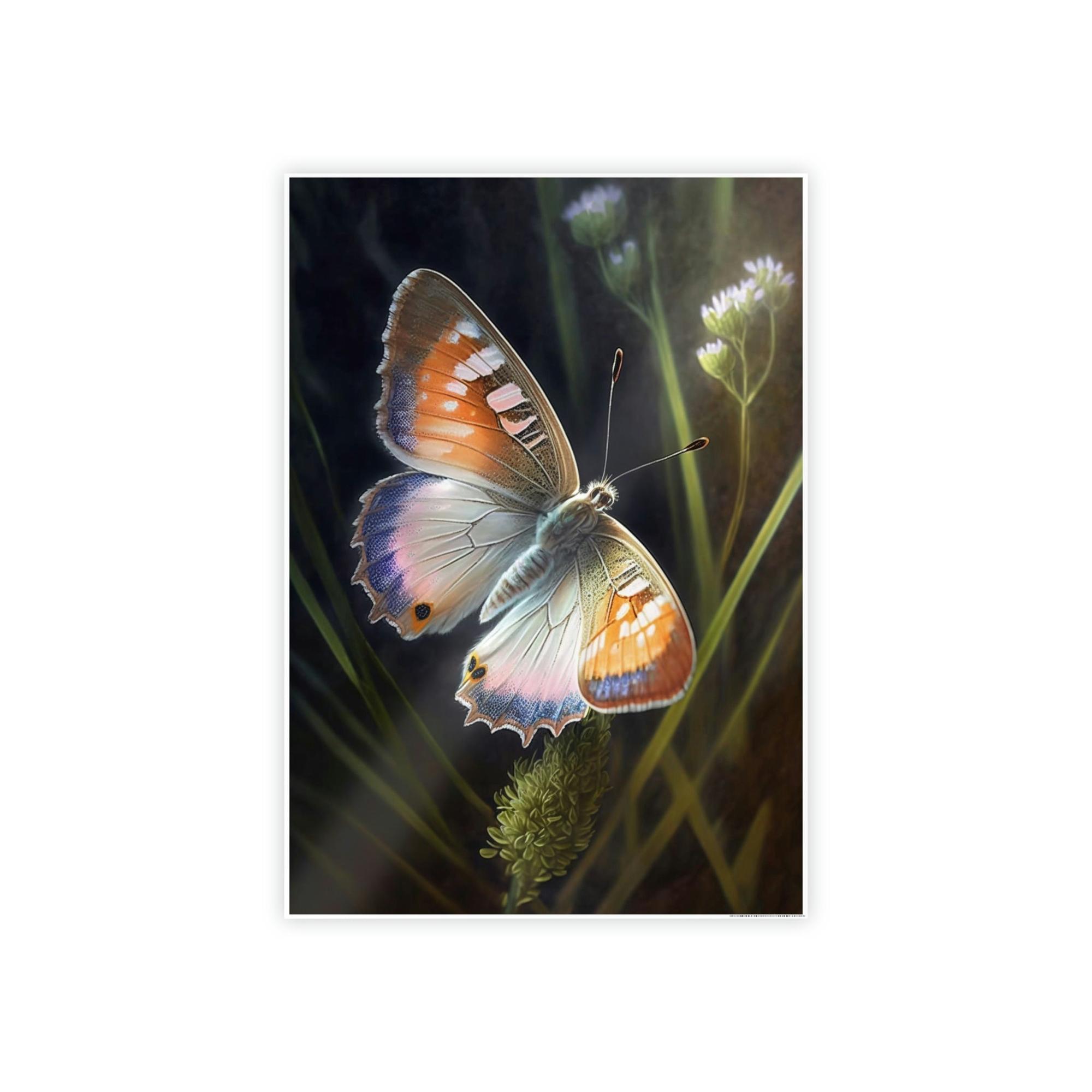 Butterflys Butterfly's Solitude: Framed Poster & Canvas Print of One Insect in Tranquility