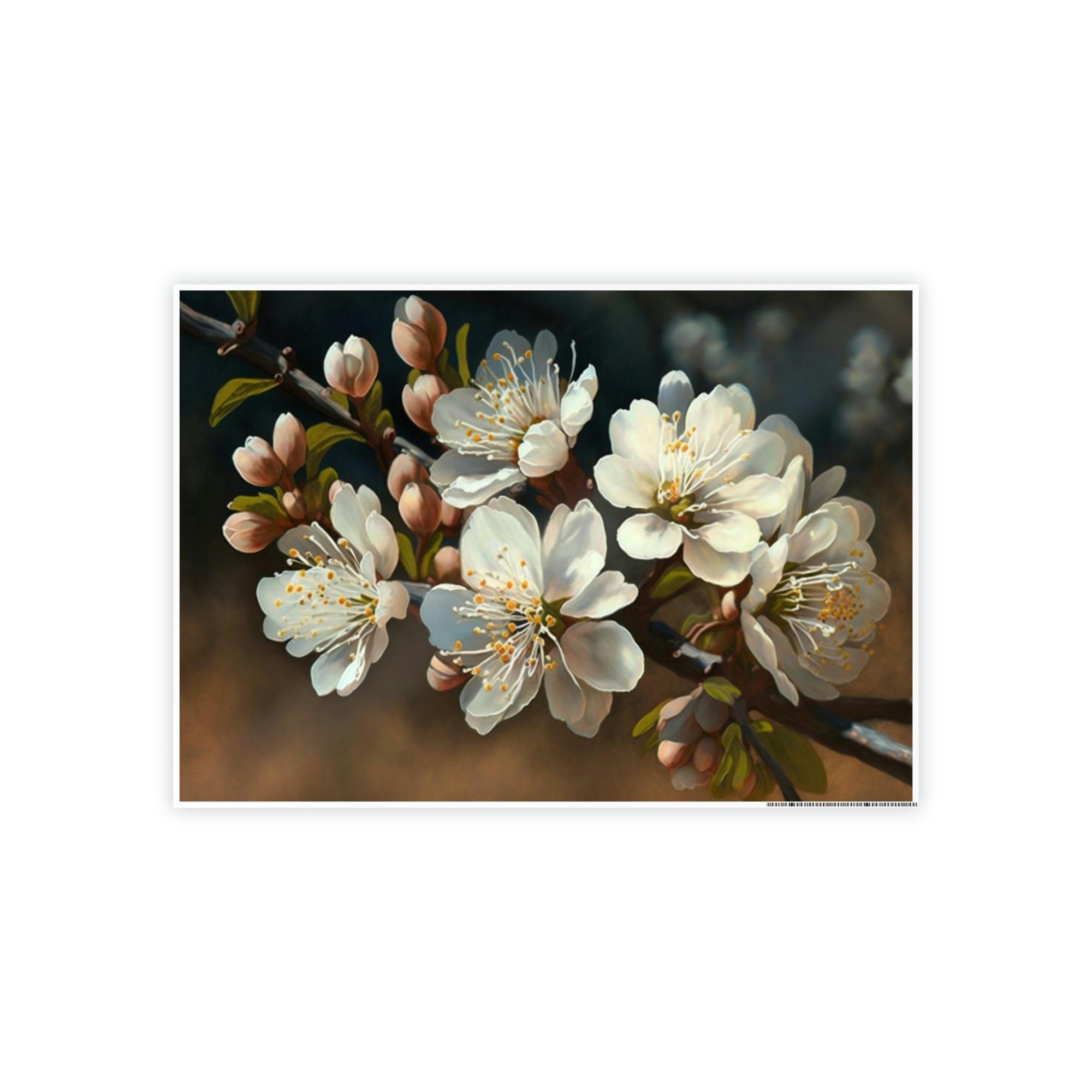 Almond Blossoms Blossoming Almonds: Natural Canvas & Poster Art Print of Springtime Flowers