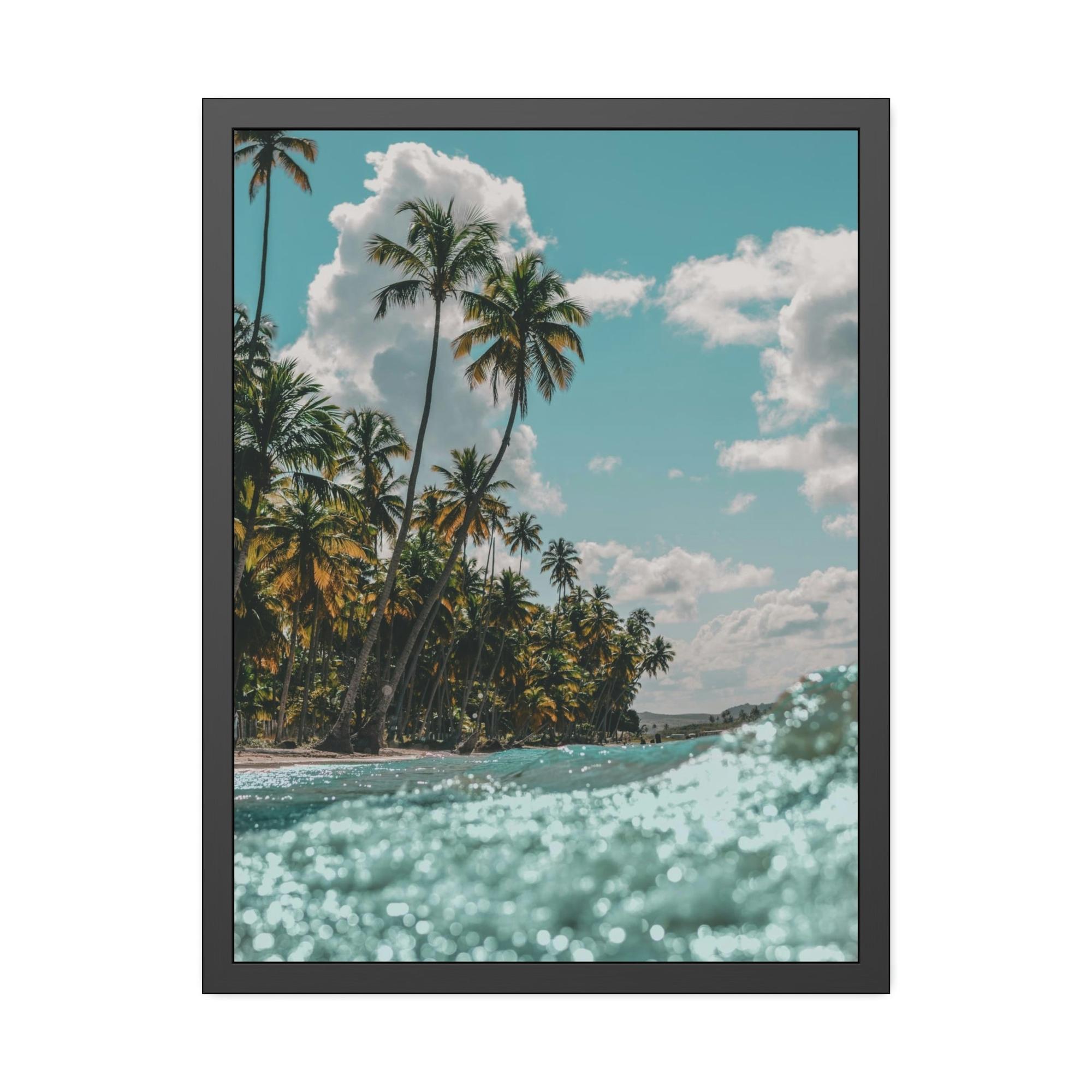 Beaches Tropical Retreat: Stunning Poster of a Sandy Beach with Palm Trees