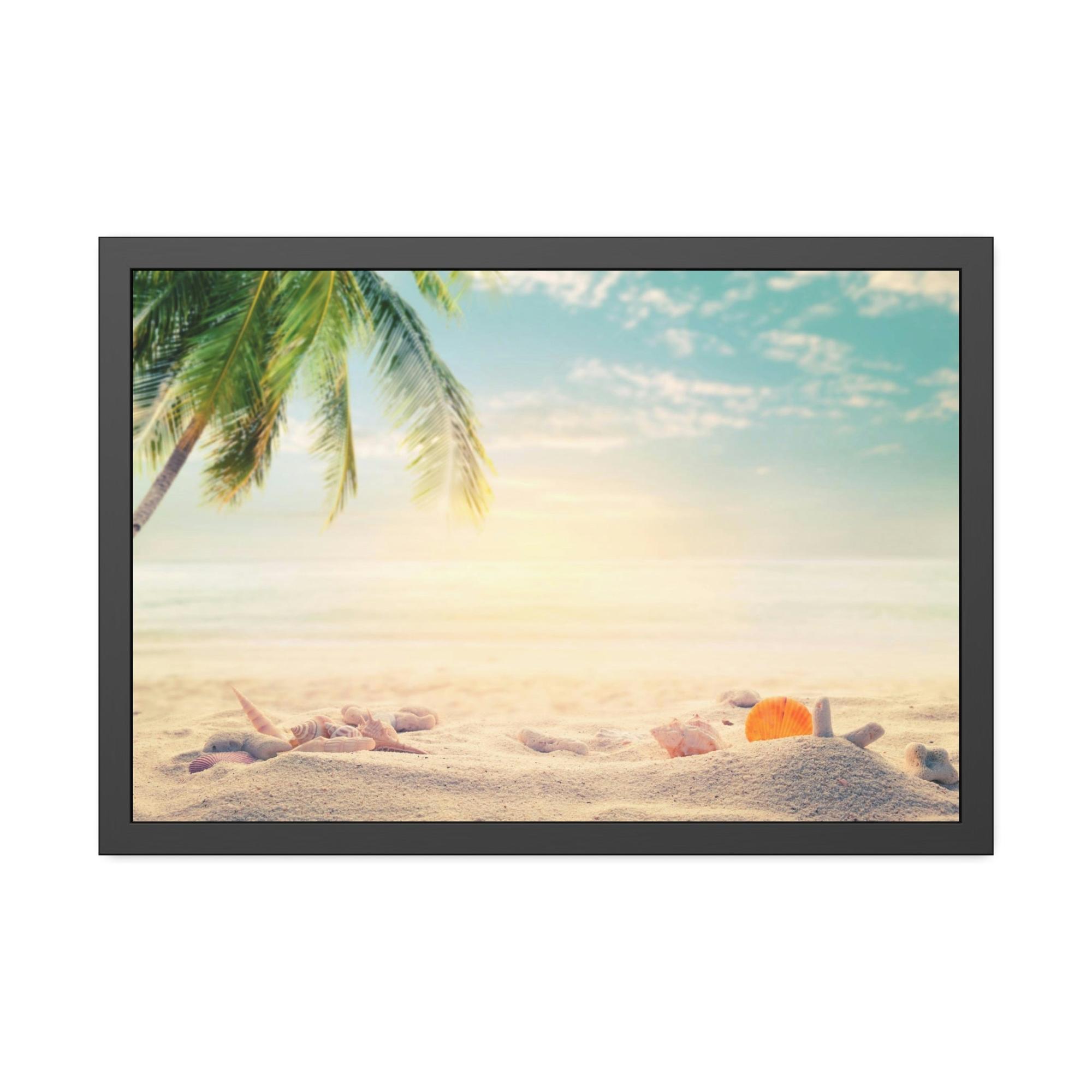 Beaches Seascape Tranquility: Coastal Framed Poster & Canvas of a Calm Beach View