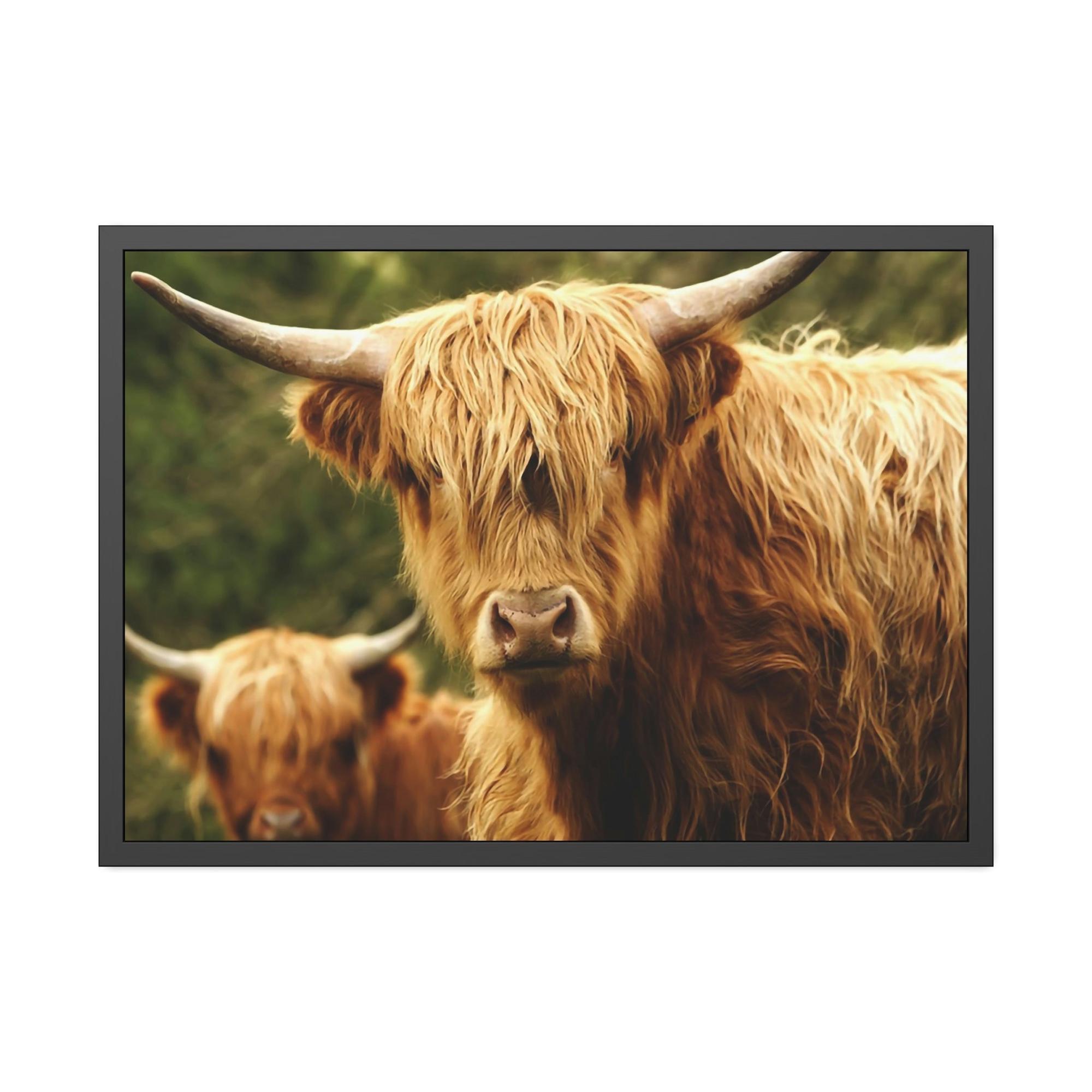Highland Cow Highland Cow Family Grazing: Poster & Framed Wall Art