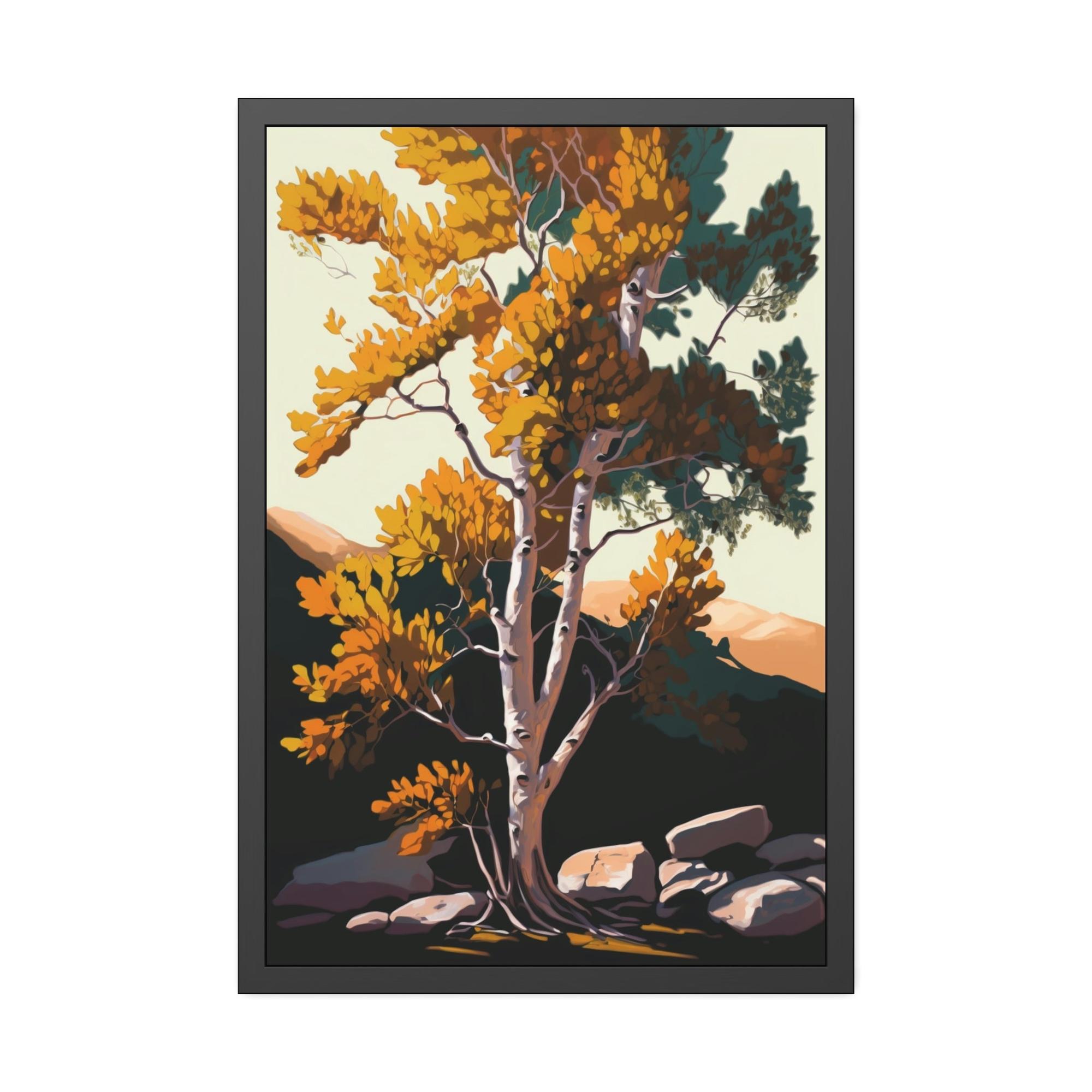 Aspen Trees The Enchantment of Fall: Framed Canvas & Poster Print of Aspen Trees in the Forest