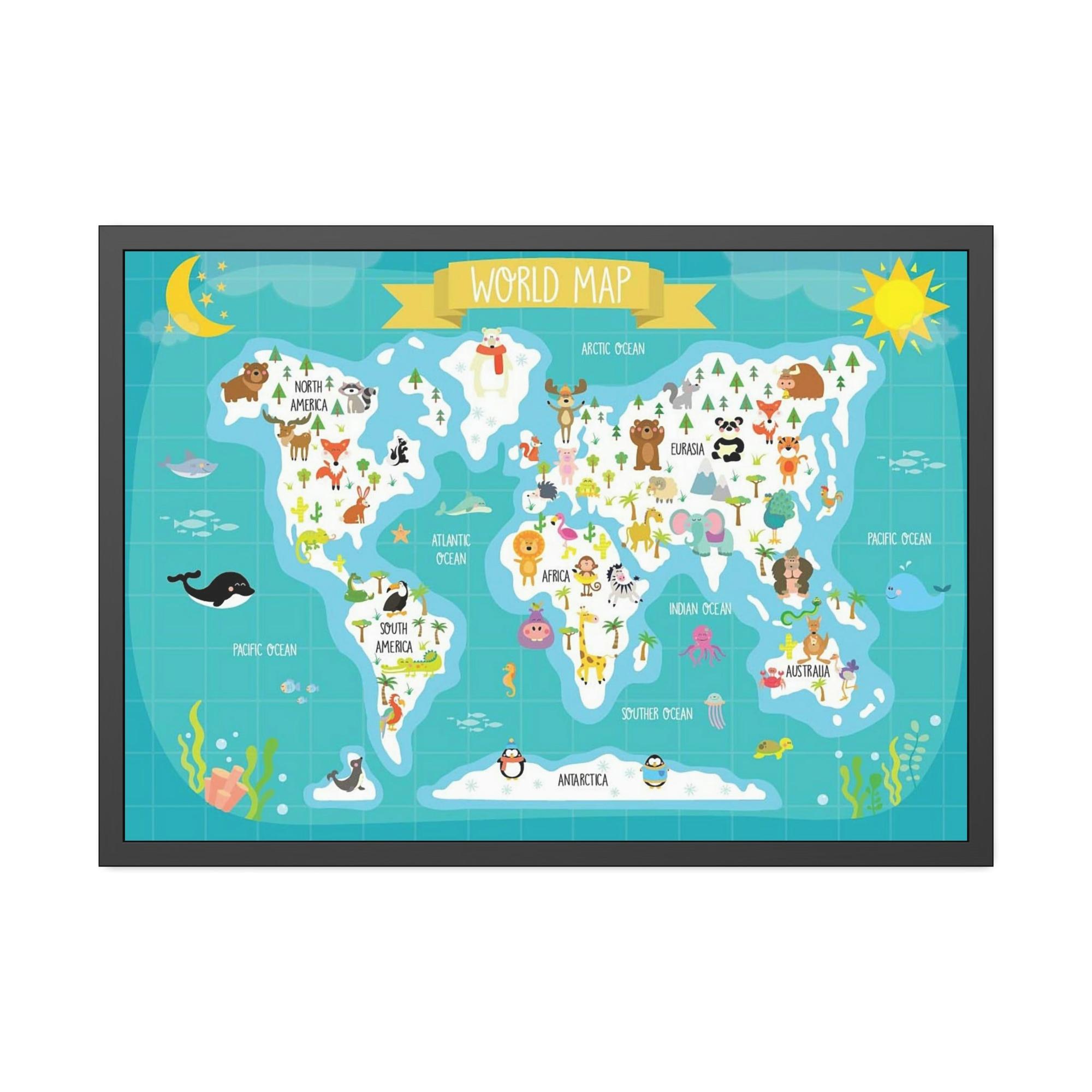 Kids Maps Map Adventure: Beautiful Wall Art on Natural Canvas for Kids