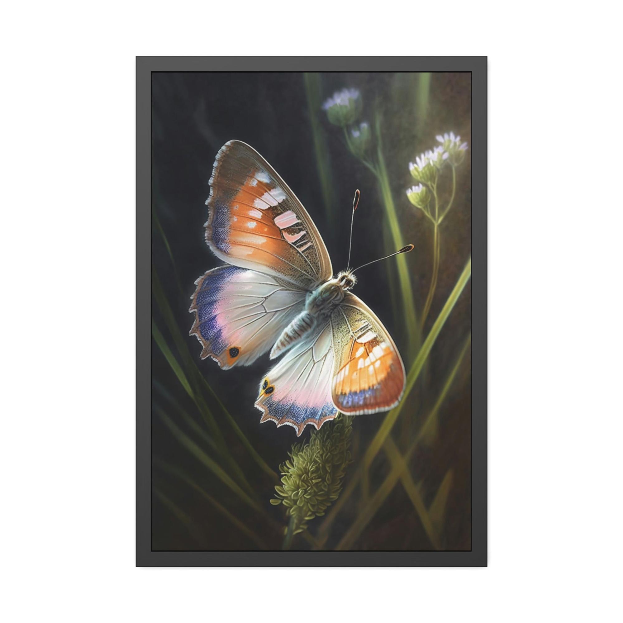 Butterflys Butterfly's Solitude: Framed Poster & Canvas Print of One Insect in Tranquility