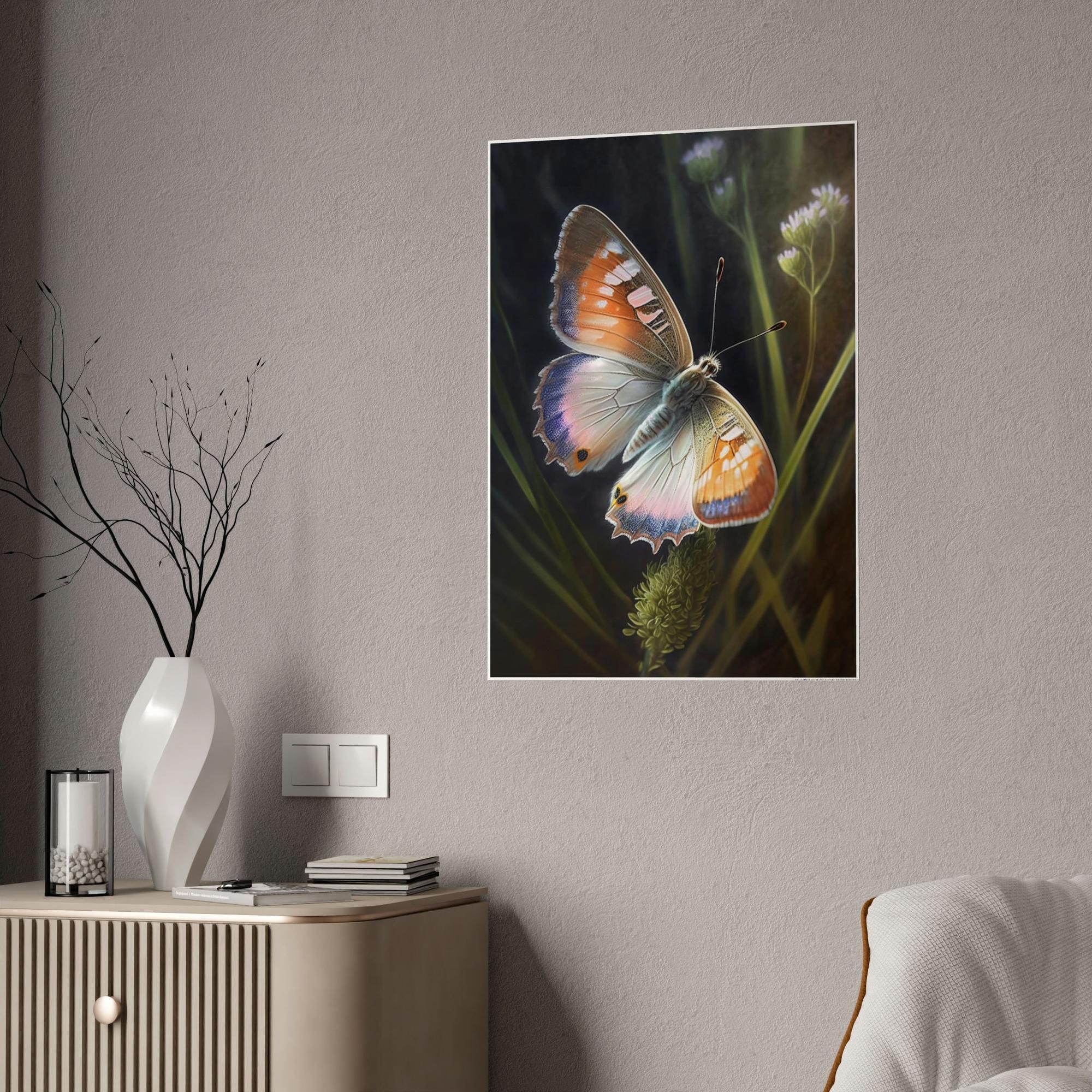 Butterflys Butterfly's Solitude: Framed Poster & Canvas Print of One Insect in Tranquility